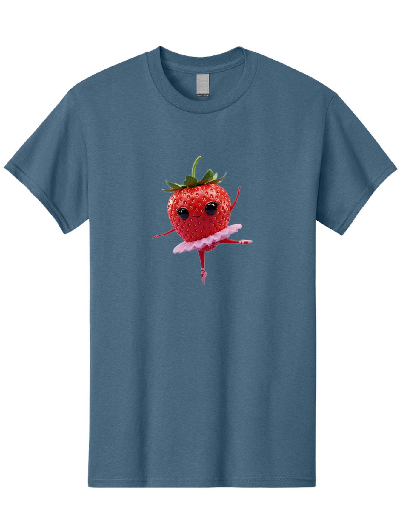 Strawberry-Ballerina Men'S Graphic Tee, 100% Cotton, Comfortable Casual Summer Wear, Machine Washable, Smiling Strawberry, Ballerina Strawberry, Dancing Fruit, Pink Tutu, Cartoon Character, Cute Illustration, Playful Design, Whimsical Art Bac471
