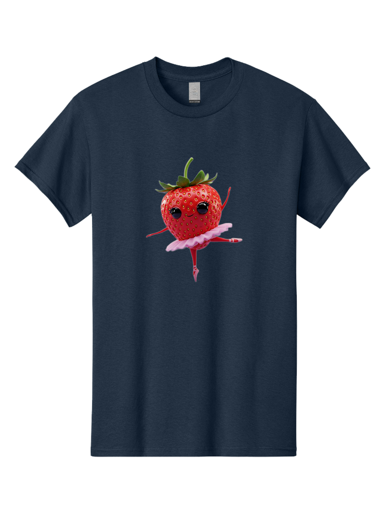Strawberry-Ballerina Men'S Graphic Tee, 100% Cotton, Comfortable Casual Summer Wear, Machine Washable, Smiling Strawberry, Ballerina Strawberry, Dancing Fruit, Pink Tutu, Cartoon Character, Cute Illustration, Playful Design, Whimsical Art Bac471