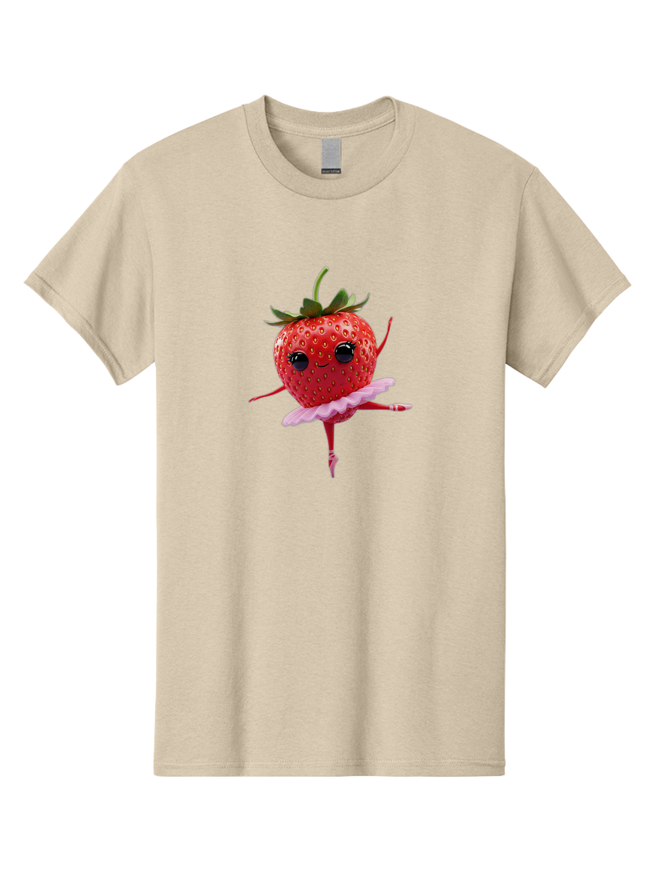 Strawberry-Ballerina Men'S Graphic Tee, 100% Cotton, Comfortable Casual Summer Wear, Machine Washable, Smiling Strawberry, Ballerina Strawberry, Dancing Fruit, Pink Tutu, Cartoon Character, Cute Illustration, Playful Design, Whimsical Art Bac471