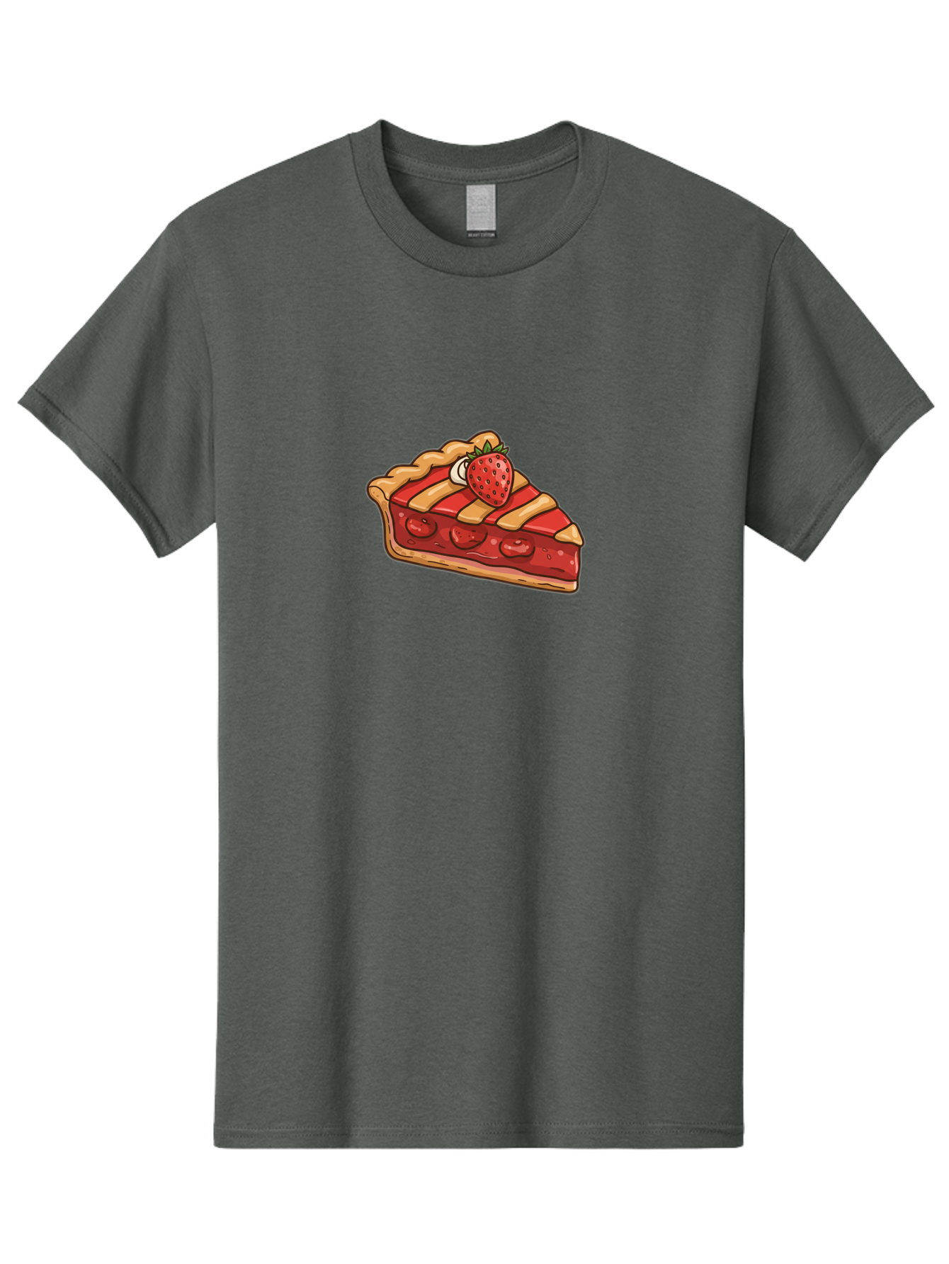 Strawberry-Pie-Slice Men'S Graphic Tee, 100% Cotton, Comfortable Casual Summer Wear, Machine Washable, Strawberry Pie, Sweet Treat, Dessert, Fruit Filling, Pastry Crust, Strawberry Topping, Sweet Strawberry, Baked Goods, Homemade Pie, Bac481