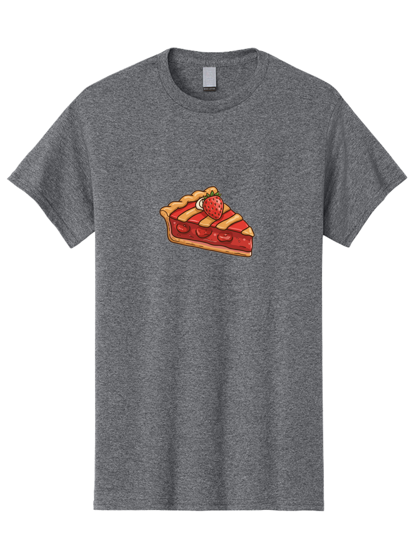 Strawberry-Pie-Slice Men'S Graphic Tee, 100% Cotton, Comfortable Casual Summer Wear, Machine Washable, Strawberry Pie, Sweet Treat, Dessert, Fruit Filling, Pastry Crust, Strawberry Topping, Sweet Strawberry, Baked Goods, Homemade Pie, Bac481