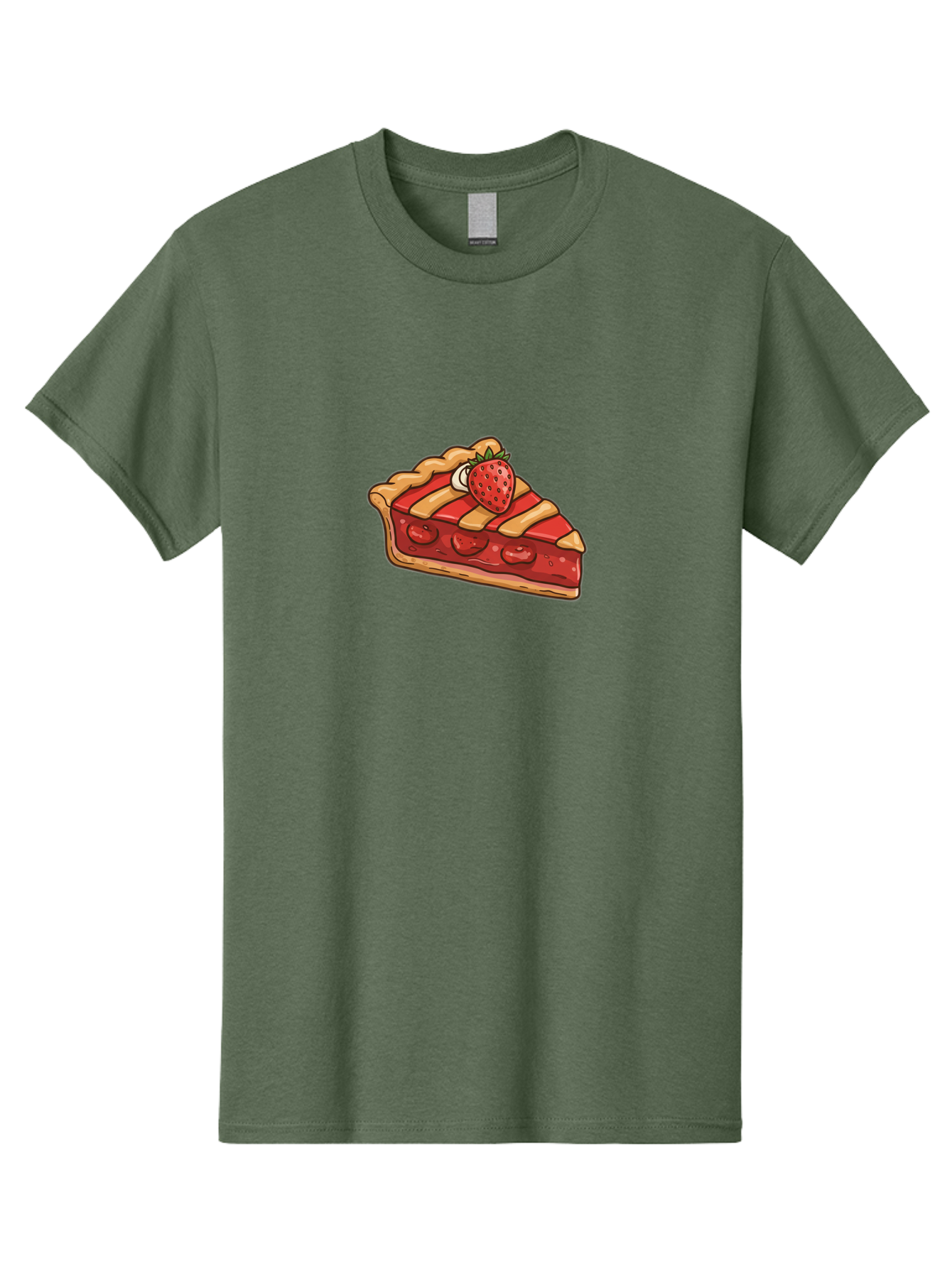 Strawberry-Pie-Slice Men'S Graphic Tee, 100% Cotton, Comfortable Casual Summer Wear, Machine Washable, Strawberry Pie, Sweet Treat, Dessert, Fruit Filling, Pastry Crust, Strawberry Topping, Sweet Strawberry, Baked Goods, Homemade Pie, Bac481