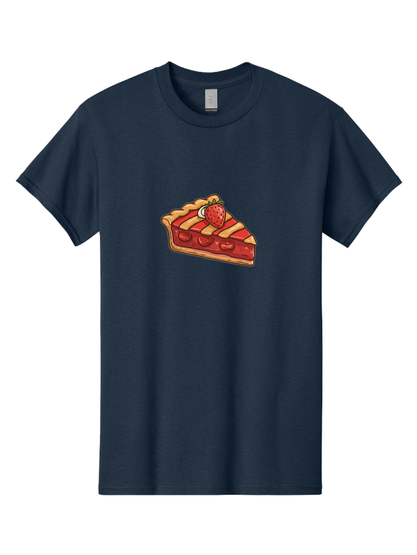Strawberry-Pie-Slice Men'S Graphic Tee, 100% Cotton, Comfortable Casual Summer Wear, Machine Washable, Strawberry Pie, Sweet Treat, Dessert, Fruit Filling, Pastry Crust, Strawberry Topping, Sweet Strawberry, Baked Goods, Homemade Pie, Bac481