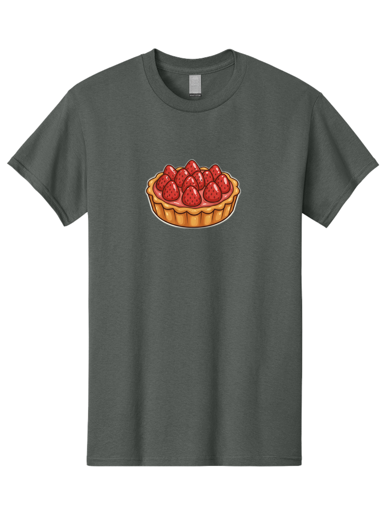 Strawberry-Tart Men'S Graphic Tee, 100% Cotton, Comfortable Casual Summer Wear, Machine Washable, Strawberry Tart, Sweet Dessert, Fresh Strawberries, Pastry Crust, Gourmet Treat, Fruit Tart, Strawberry Topping, Dessert Illustration, Bac490