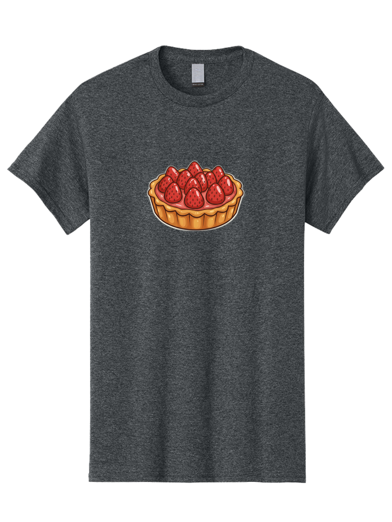 Strawberry-Tart Men'S Graphic Tee, 100% Cotton, Comfortable Casual Summer Wear, Machine Washable, Strawberry Tart, Sweet Dessert, Fresh Strawberries, Pastry Crust, Gourmet Treat, Fruit Tart, Strawberry Topping, Dessert Illustration, Bac490
