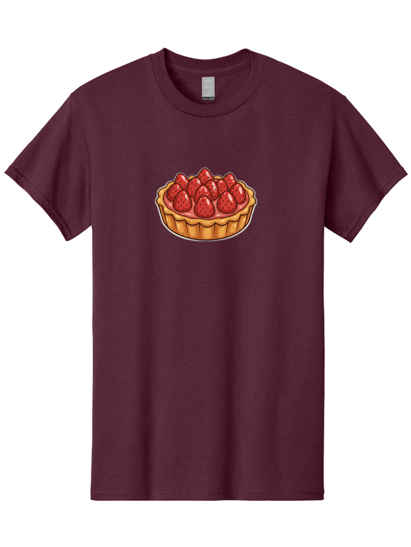 Strawberry-Tart Men'S Graphic Tee, 100% Cotton, Comfortable Casual Summer Wear, Machine Washable, Strawberry Tart, Sweet Dessert, Fresh Strawberries, Pastry Crust, Gourmet Treat, Fruit Tart, Strawberry Topping, Dessert Illustration, Bac490
