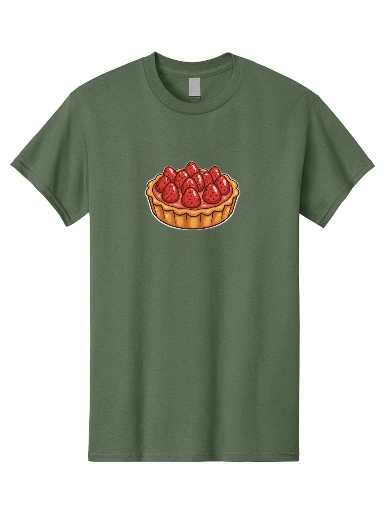 Strawberry-Tart Men'S Graphic Tee, 100% Cotton, Comfortable Casual Summer Wear, Machine Washable, Strawberry Tart, Sweet Dessert, Fresh Strawberries, Pastry Crust, Gourmet Treat, Fruit Tart, Strawberry Topping, Dessert Illustration, Bac490