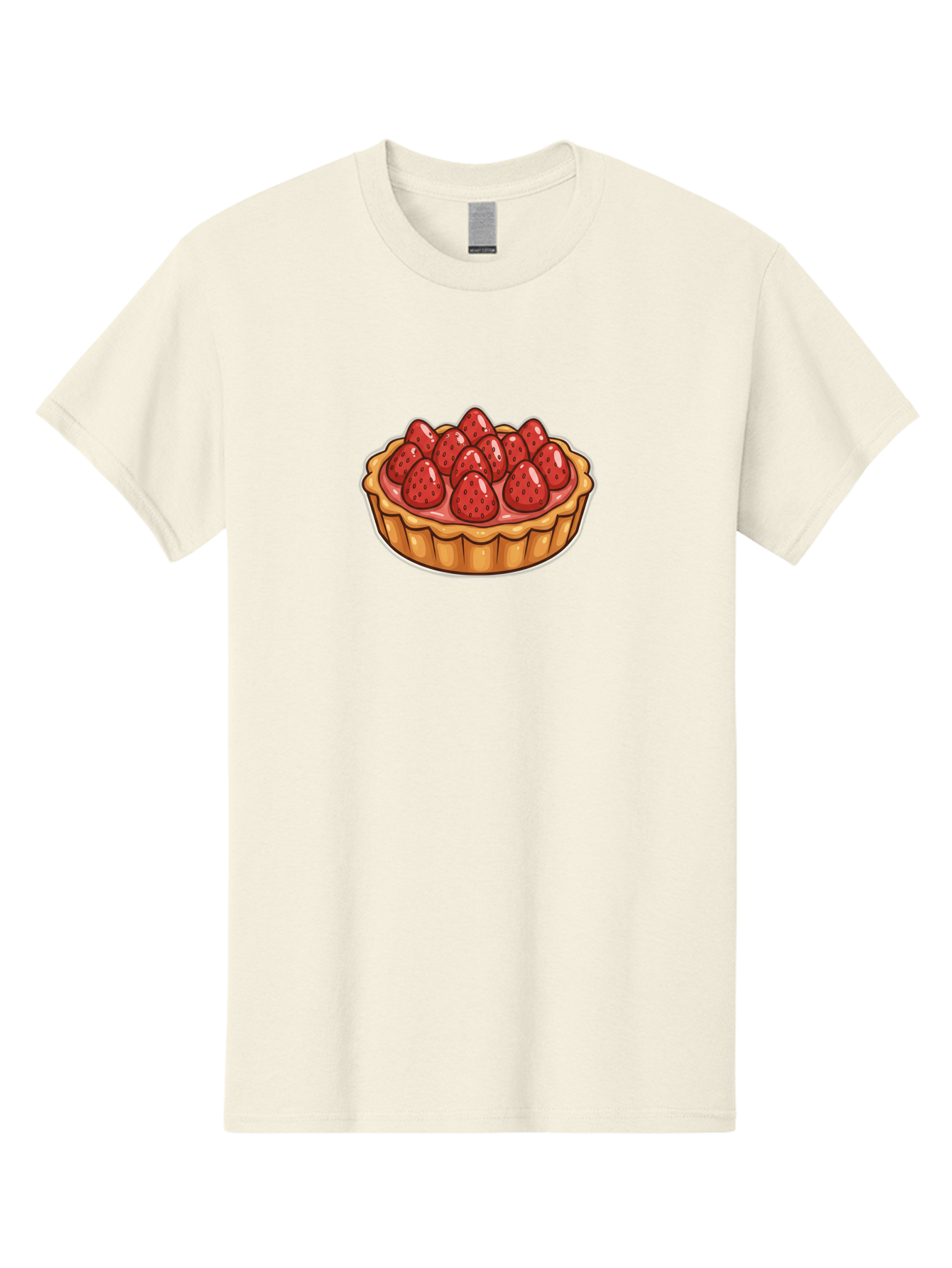 Strawberry-Tart Men'S Graphic Tee, 100% Cotton, Comfortable Casual Summer Wear, Machine Washable, Strawberry Tart, Sweet Dessert, Fresh Strawberries, Pastry Crust, Gourmet Treat, Fruit Tart, Strawberry Topping, Dessert Illustration, Bac490