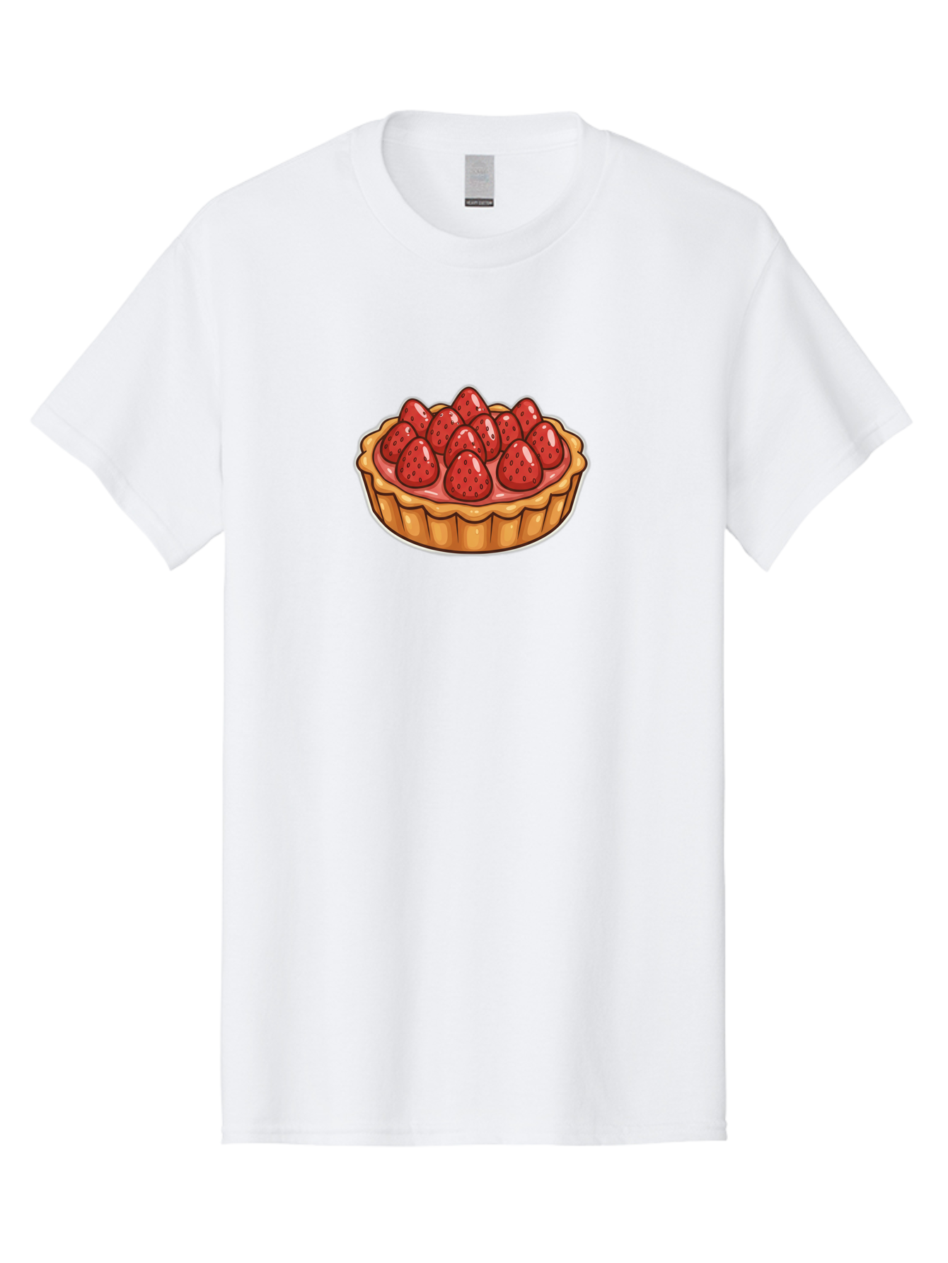 Strawberry-Tart Men'S Graphic Tee, 100% Cotton, Comfortable Casual Summer Wear, Machine Washable, Strawberry Tart, Sweet Dessert, Fresh Strawberries, Pastry Crust, Gourmet Treat, Fruit Tart, Strawberry Topping, Dessert Illustration, Bac490