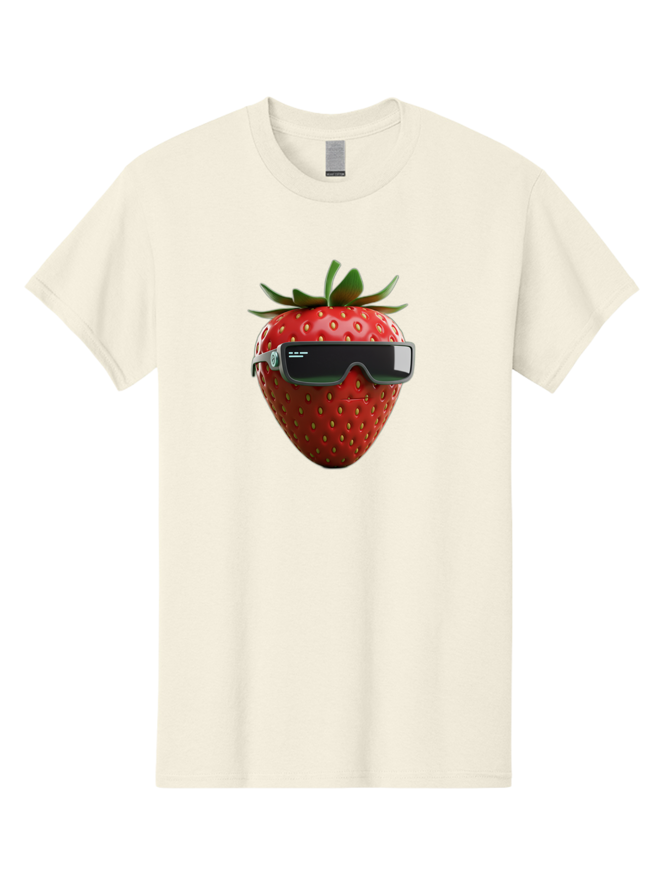 Strawberry-Virtual-Reality-Headset Men'S Graphic Tee, 100% Cotton, Comfortable Casual Summer Wear, Machine Washable, Strawberry Wearing Vr Headset, Futuristic Fruit, Virtual Reality, Augmented Reality, Tech-Savvy Strawberry, Innovative Design, Bac491