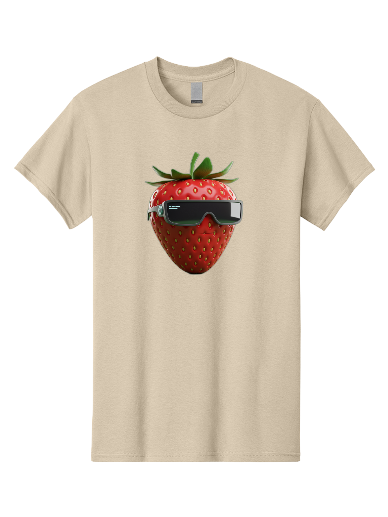 Strawberry-Virtual-Reality-Headset Men'S Graphic Tee, 100% Cotton, Comfortable Casual Summer Wear, Machine Washable, Strawberry Wearing Vr Headset, Futuristic Fruit, Virtual Reality, Augmented Reality, Tech-Savvy Strawberry, Innovative Design, Bac491