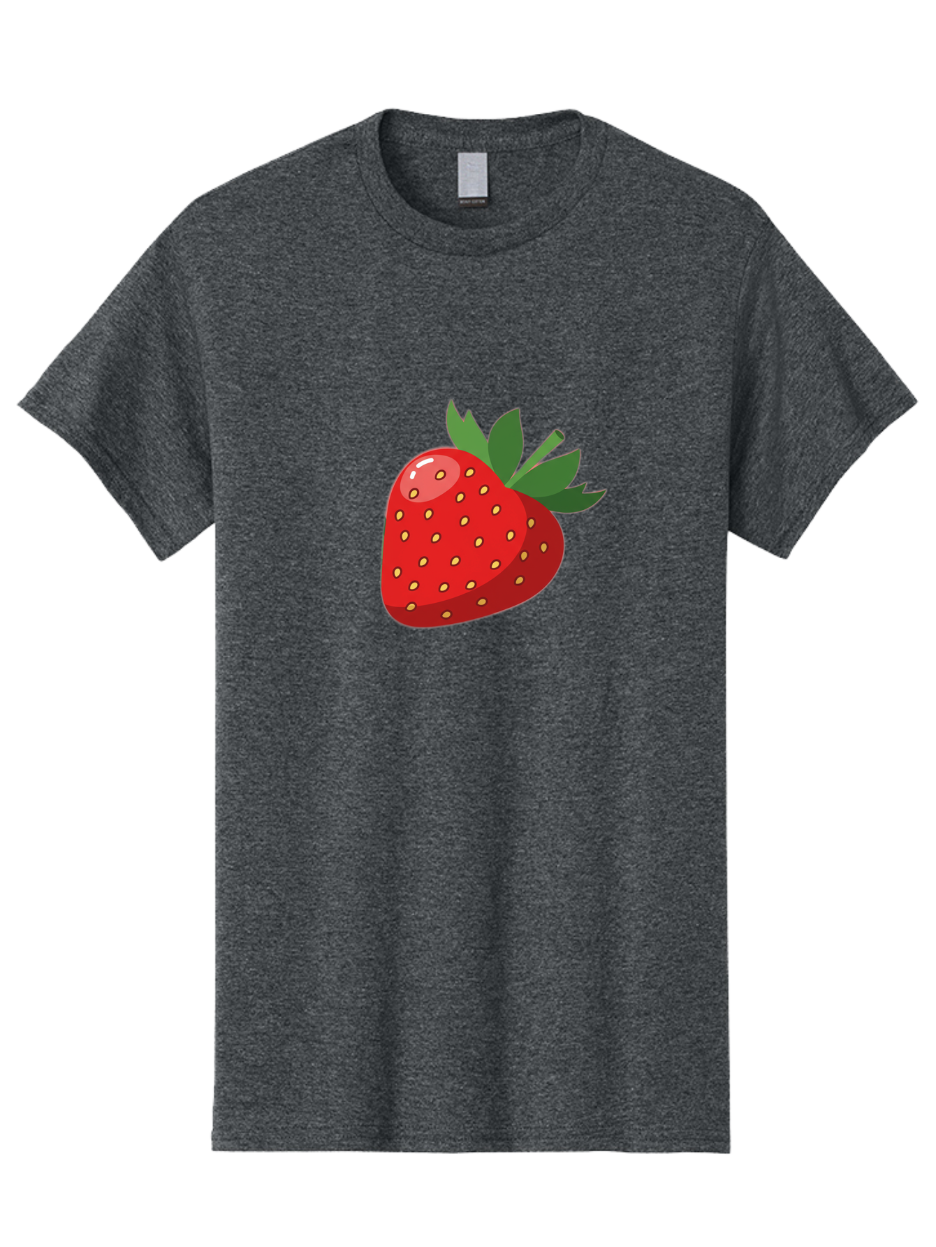 Strawberry Men'S Graphic Tee, 100% Cotton, Comfortable Casual Summer Wear, Machine Washable, Fresh Strawberry, Juicy Fruit, Red Strawberry, Green Leaves, Sweet Treat, Cartoon Illustration, Digital Art, Vibrant Red, Yellow Seeds Bac495