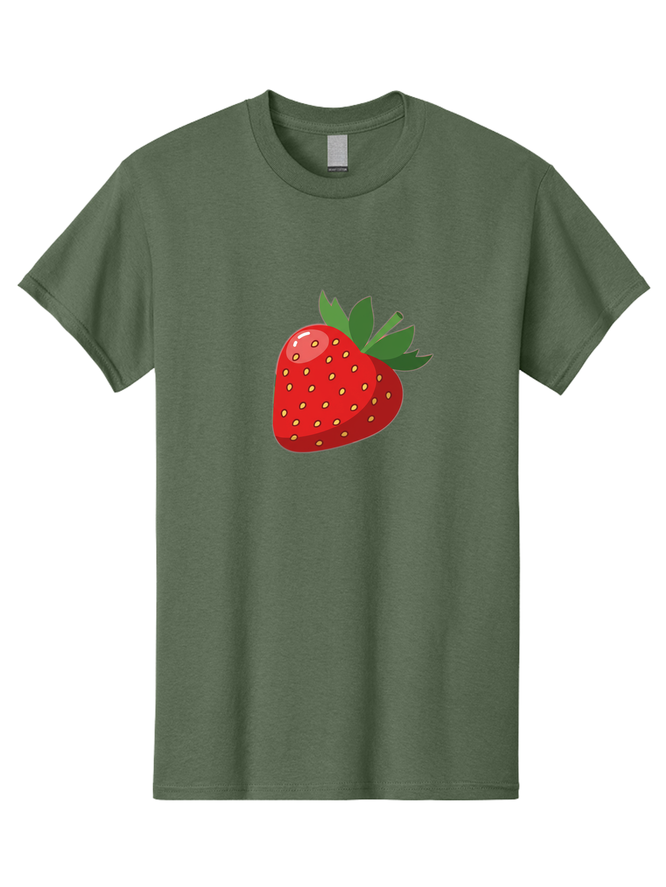 Strawberry Men'S Graphic Tee, 100% Cotton, Comfortable Casual Summer Wear, Machine Washable, Fresh Strawberry, Juicy Fruit, Red Strawberry, Green Leaves, Sweet Treat, Cartoon Illustration, Digital Art, Vibrant Red, Yellow Seeds Bac495