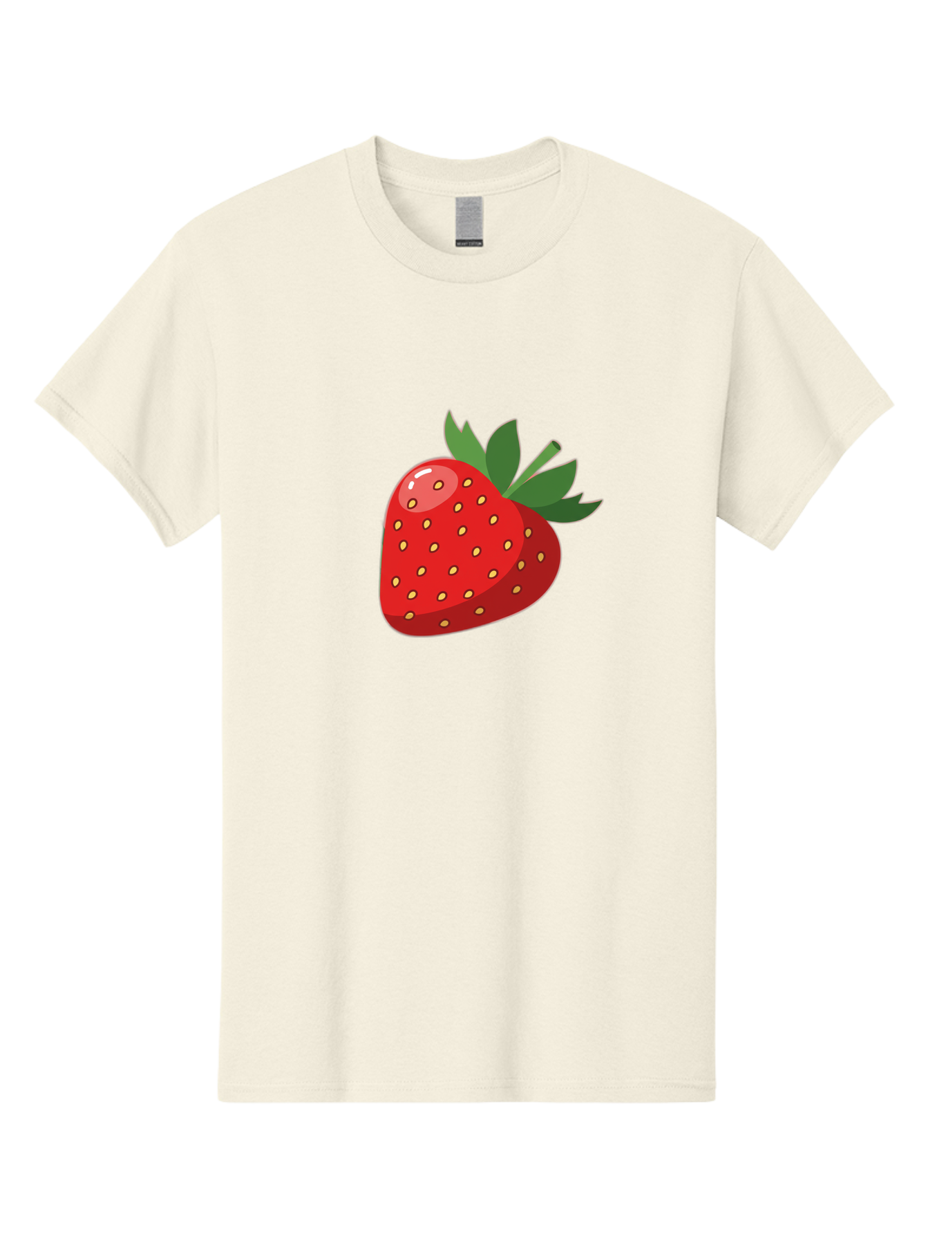Strawberry Men'S Graphic Tee, 100% Cotton, Comfortable Casual Summer Wear, Machine Washable, Fresh Strawberry, Juicy Fruit, Red Strawberry, Green Leaves, Sweet Treat, Cartoon Illustration, Digital Art, Vibrant Red, Yellow Seeds Bac495