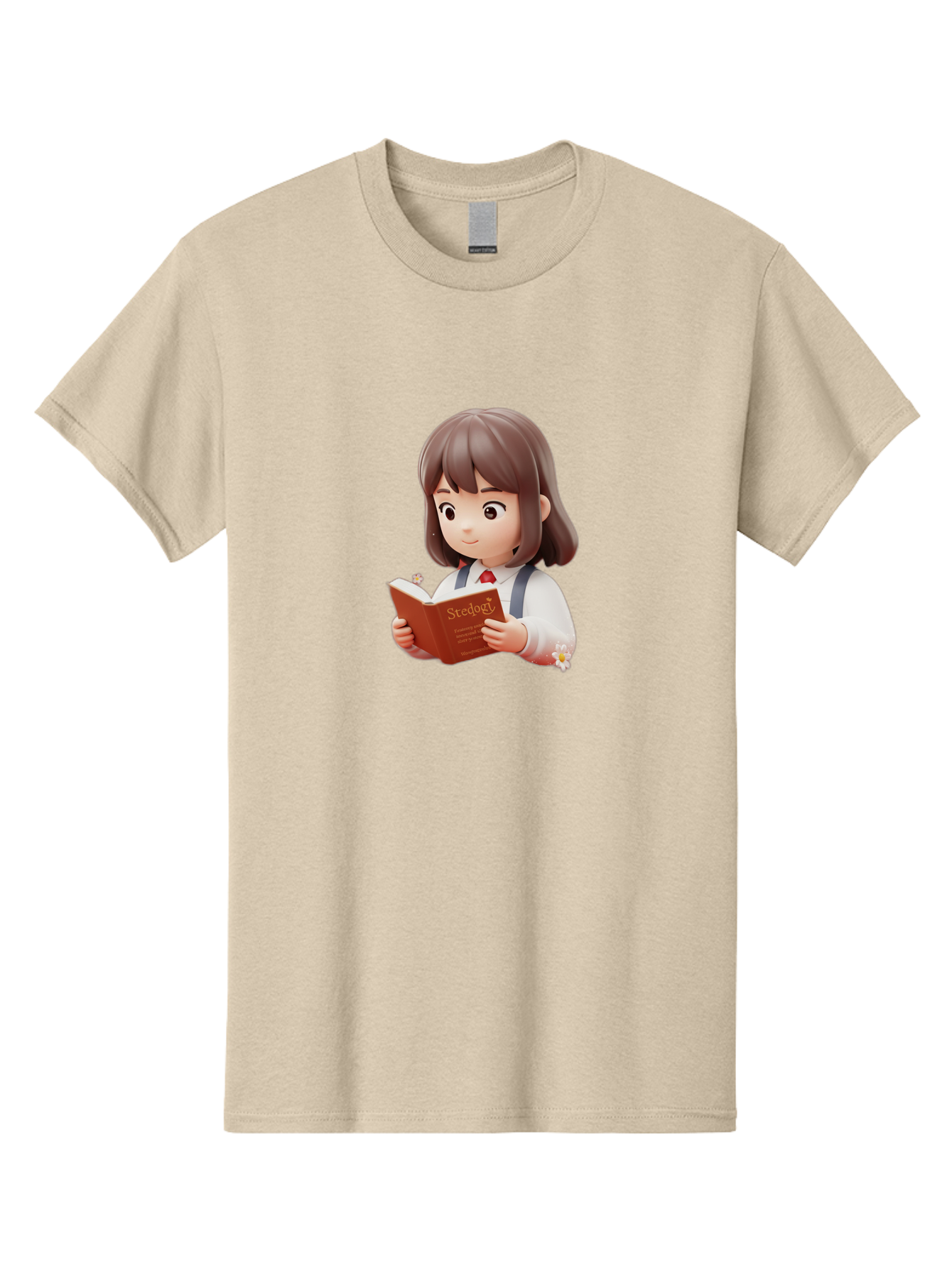 Student-Reading-Study Men'S Graphic Tee, 100% Cotton, Comfortable Casual Summer Wear, Machine Washable, Cartoon Girl Reading, Study Materials, Education Concept, Learning Resources, Student Character, Study Book, Knowledge Acquisition Bac496