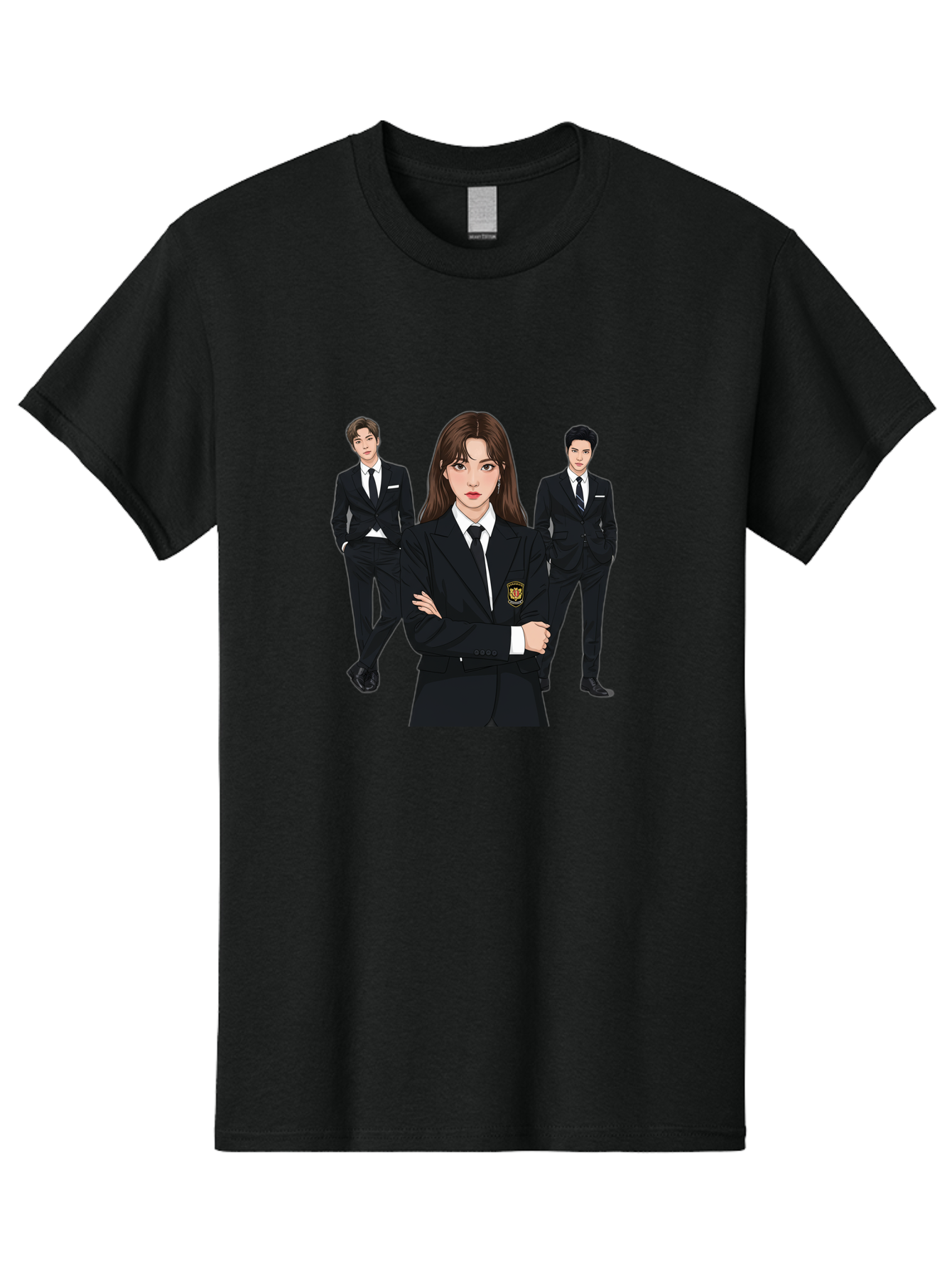 Students-In-Uniform Men'S Graphic Tee, 100% Cotton, Comfortable Casual Summer Wear, Machine Washable, K-Pop Inspired Fashion, Korean Drama Characters, High School Uniforms, Confident Female Lead, Male Supporting Characters, Stylish Outfits, Bac497