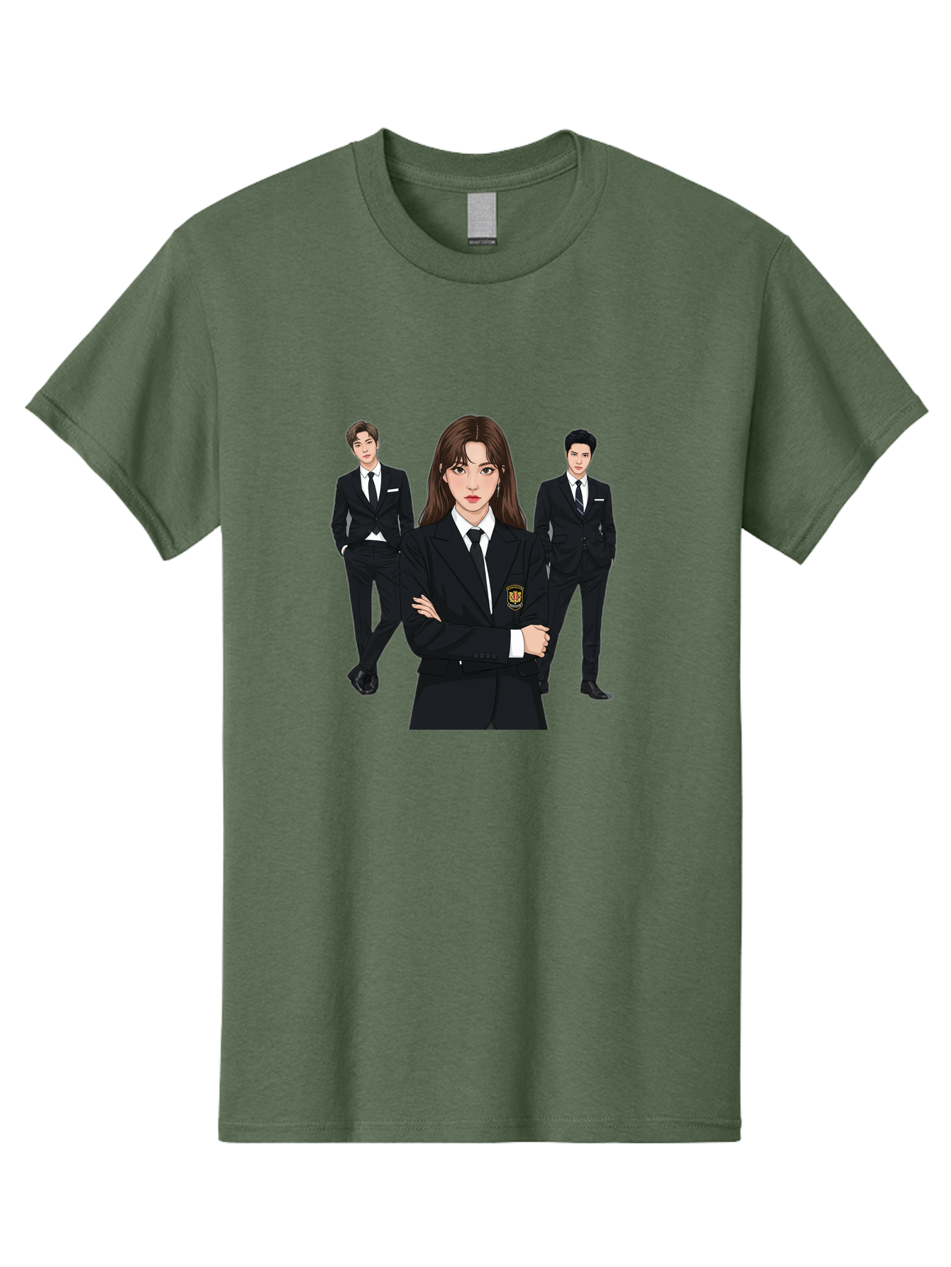 Students-In-Uniform Men'S Graphic Tee, 100% Cotton, Comfortable Casual Summer Wear, Machine Washable, K-Pop Inspired Fashion, Korean Drama Characters, High School Uniforms, Confident Female Lead, Male Supporting Characters, Stylish Outfits, Bac497