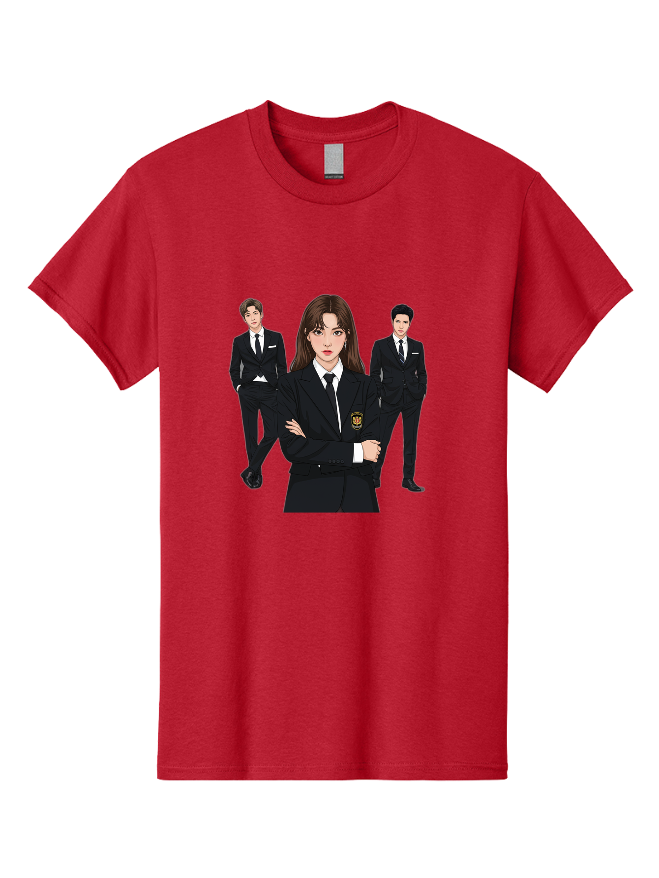 Students-In-Uniform Men'S Graphic Tee, 100% Cotton, Comfortable Casual Summer Wear, Machine Washable, K-Pop Inspired Fashion, Korean Drama Characters, High School Uniforms, Confident Female Lead, Male Supporting Characters, Stylish Outfits, Bac497