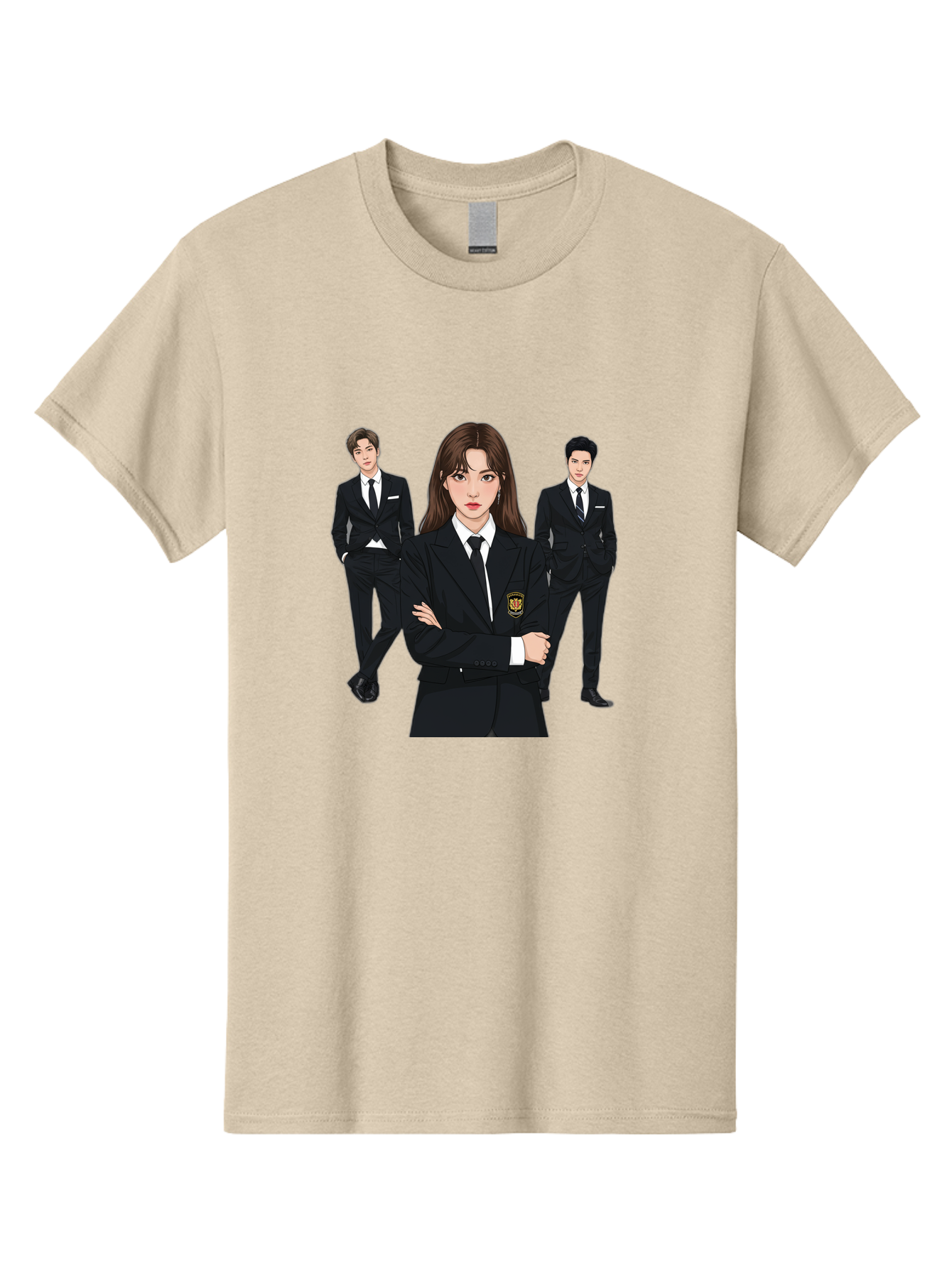 Students-In-Uniform Men'S Graphic Tee, 100% Cotton, Comfortable Casual Summer Wear, Machine Washable, K-Pop Inspired Fashion, Korean Drama Characters, High School Uniforms, Confident Female Lead, Male Supporting Characters, Stylish Outfits, Bac497