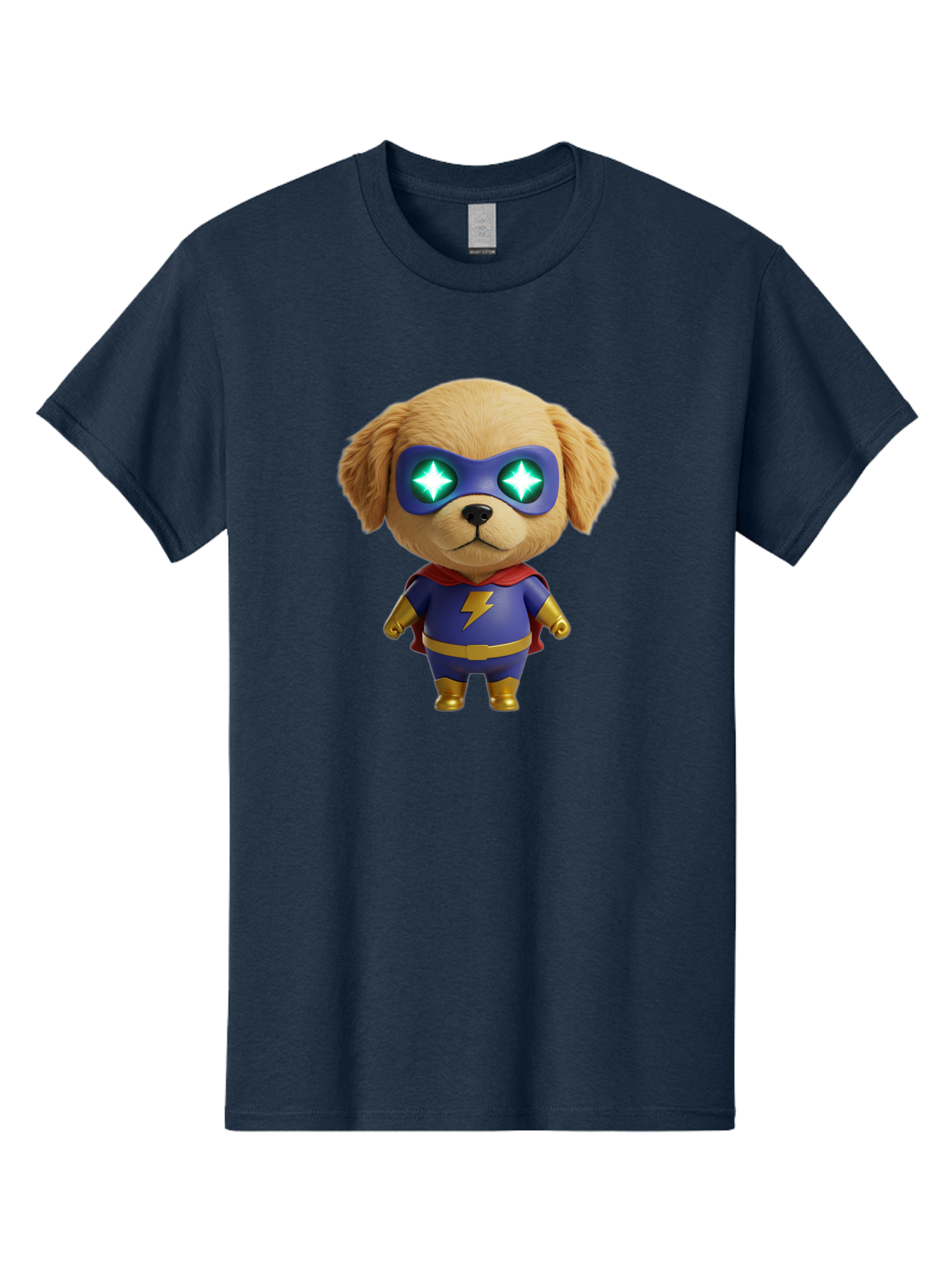 Super-Puppy Men'S Graphic Tee, 100% Cotton, Comfortable Casual Summer Wear, Machine Washable, Superhero Dog, Cartoon Character, Puppy Wearing Mask, Superhero Costume, Puppy With Cape, Dog With Lightning Bolt, Cute Puppy, Digital Illustration, Bac502