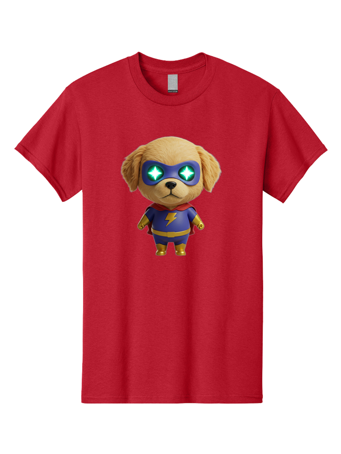 Super-Puppy Men'S Graphic Tee, 100% Cotton, Comfortable Casual Summer Wear, Machine Washable, Superhero Dog, Cartoon Character, Puppy Wearing Mask, Superhero Costume, Puppy With Cape, Dog With Lightning Bolt, Cute Puppy, Digital Illustration, Bac502