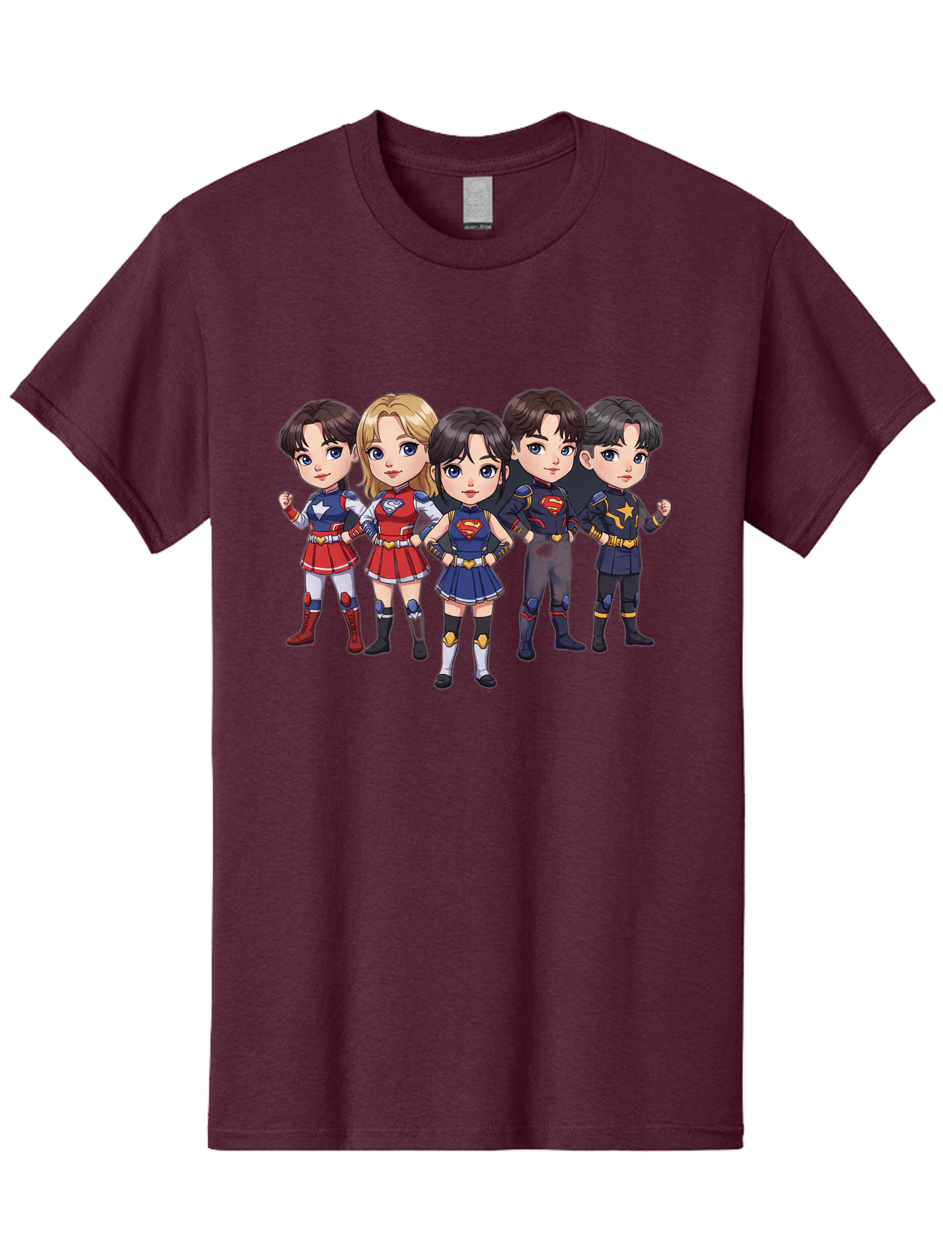 Superheroes Men'S Graphic Tee, 100% Cotton, Comfortable Casual Summer Wear, Machine Washable, Cartoon Superheroes, Superhero Team, Dc Characters, Wonder Woman, Supergirl, Superman, Costume Design, Superhero Costumes, Comic Book Style, Bac504