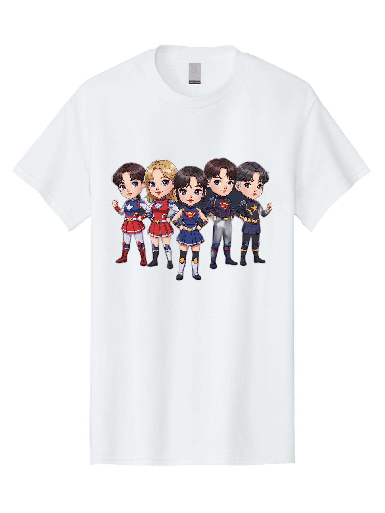 Superheroes Men'S Graphic Tee, 100% Cotton, Comfortable Casual Summer Wear, Machine Washable, Cartoon Superheroes, Superhero Team, Dc Characters, Wonder Woman, Supergirl, Superman, Costume Design, Superhero Costumes, Comic Book Style, Bac504