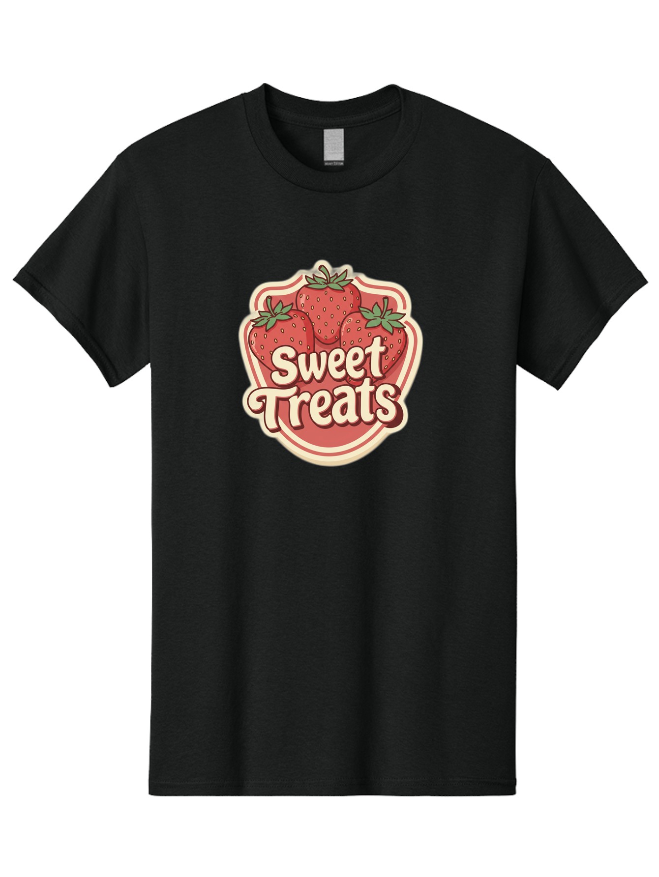 Sweet-Treats Men'S Graphic Tee, 100% Cotton, Comfortable Casual Summer Wear, Machine Washable, Strawberry Dessert, Sweet Treats, Fruit Illustration, Cartoon Style, Dessert Logo, Strawberries, Yummy Treats, Tasty Desserts, Fruit Logo Bac507