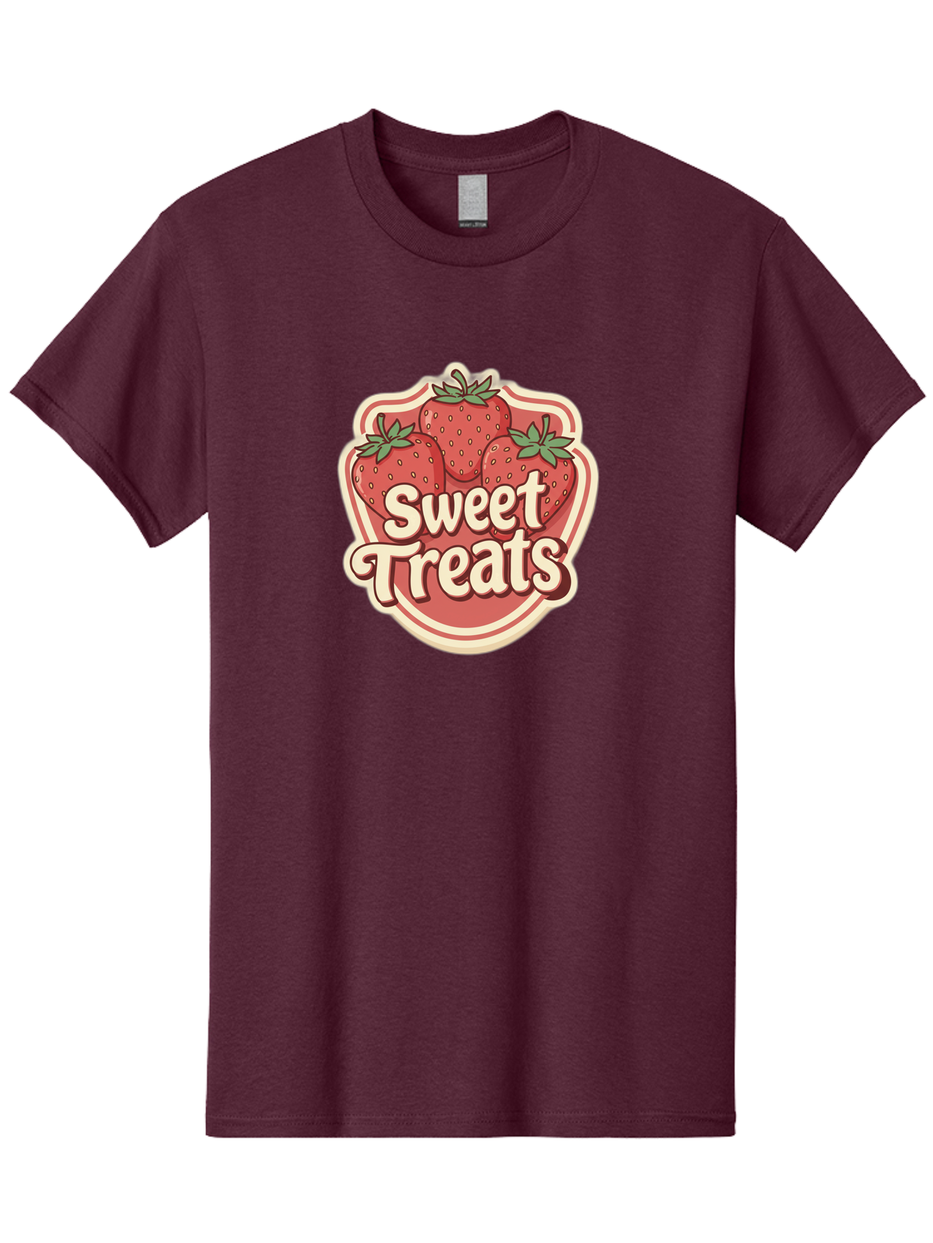 Sweet-Treats Men'S Graphic Tee, 100% Cotton, Comfortable Casual Summer Wear, Machine Washable, Strawberry Dessert, Sweet Treats, Fruit Illustration, Cartoon Style, Dessert Logo, Strawberries, Yummy Treats, Tasty Desserts, Fruit Logo Bac507