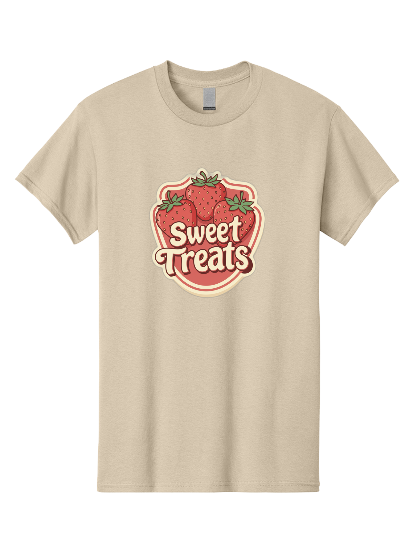 Sweet-Treats Men'S Graphic Tee, 100% Cotton, Comfortable Casual Summer Wear, Machine Washable, Strawberry Dessert, Sweet Treats, Fruit Illustration, Cartoon Style, Dessert Logo, Strawberries, Yummy Treats, Tasty Desserts, Fruit Logo Bac507