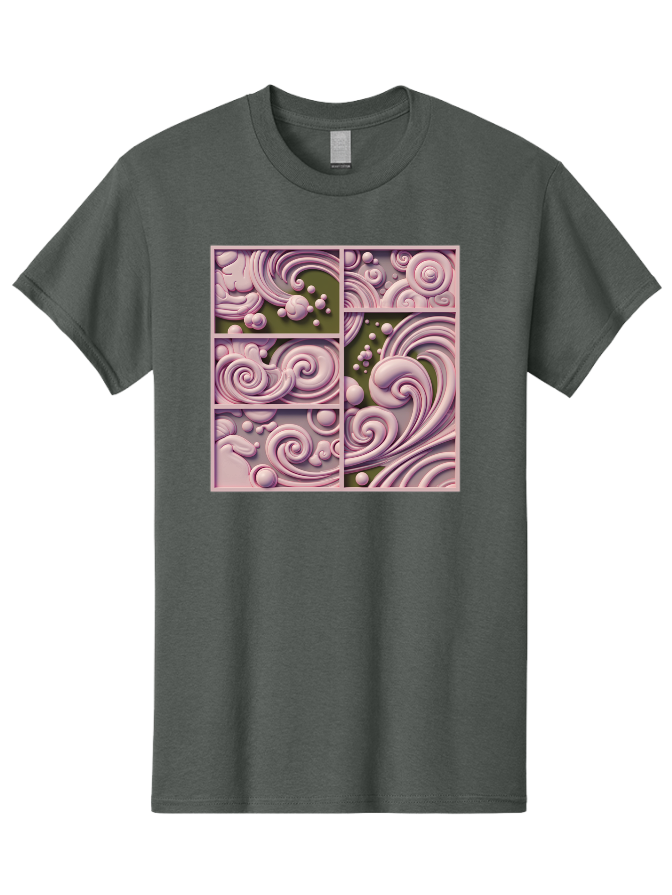 Swirling-Patterns Men'S Graphic Tee, 100% Cotton, Comfortable Casual Summer Wear, Machine Washable, Pink Swirls, Fluid Design, Abstract Pattern, Ornate Details, Whimsical Shapes, 3D Effect, Artistic Expression, Creative Wallpaper, Bac508