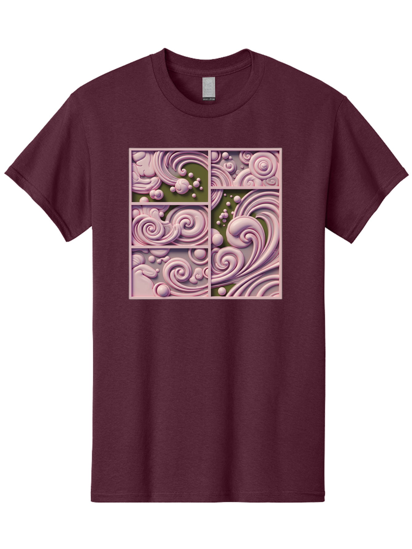 Swirling-Patterns Men'S Graphic Tee, 100% Cotton, Comfortable Casual Summer Wear, Machine Washable, Pink Swirls, Fluid Design, Abstract Pattern, Ornate Details, Whimsical Shapes, 3D Effect, Artistic Expression, Creative Wallpaper, Bac508