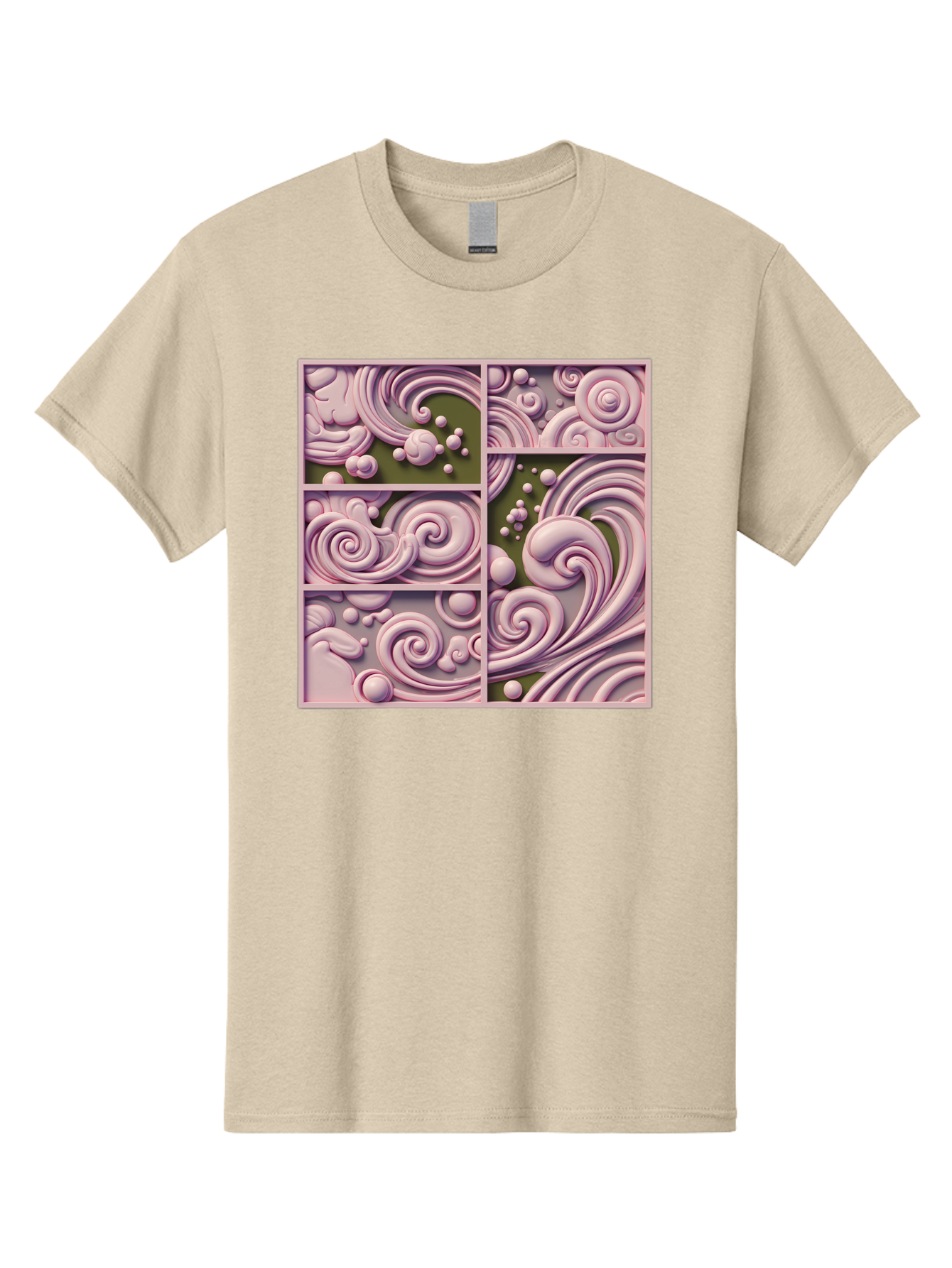 Swirling-Patterns Men'S Graphic Tee, 100% Cotton, Comfortable Casual Summer Wear, Machine Washable, Pink Swirls, Fluid Design, Abstract Pattern, Ornate Details, Whimsical Shapes, 3D Effect, Artistic Expression, Creative Wallpaper, Bac508