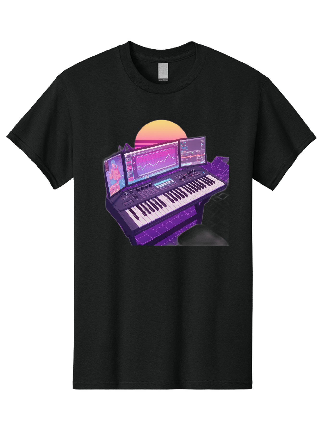 Synthesizer Men'S Graphic Tee, 100% Cotton, Comfortable Casual Summer Wear, Machine Washable, Synthesizer Keyboard, Music Production, Digital Audio Workstation, Sound Design, Electronic Music, Midi Controller, Waveform, Music Technology, Bac509