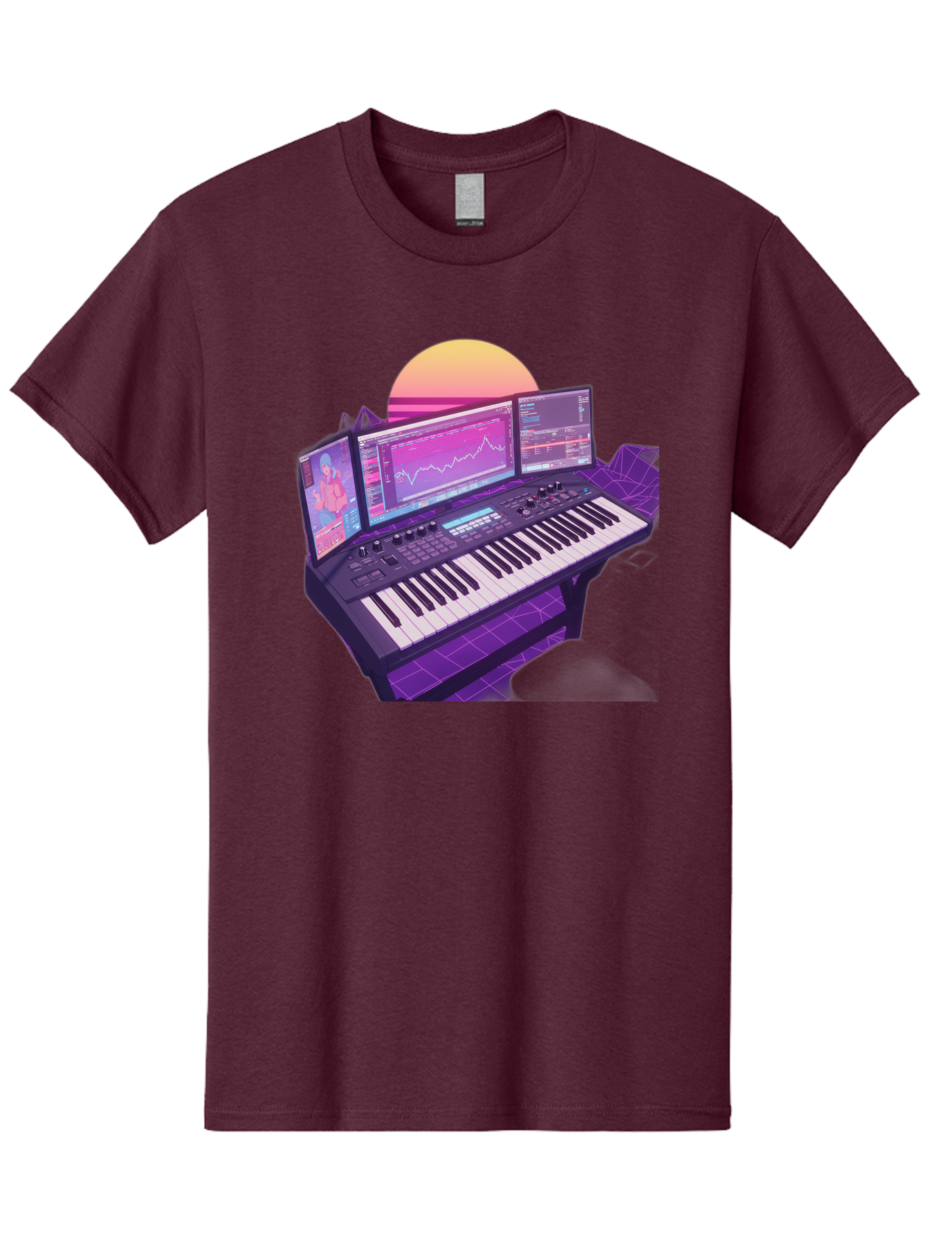 Synthesizer Men'S Graphic Tee, 100% Cotton, Comfortable Casual Summer Wear, Machine Washable, Synthesizer Keyboard, Music Production, Digital Audio Workstation, Sound Design, Electronic Music, Midi Controller, Waveform, Music Technology, Bac509