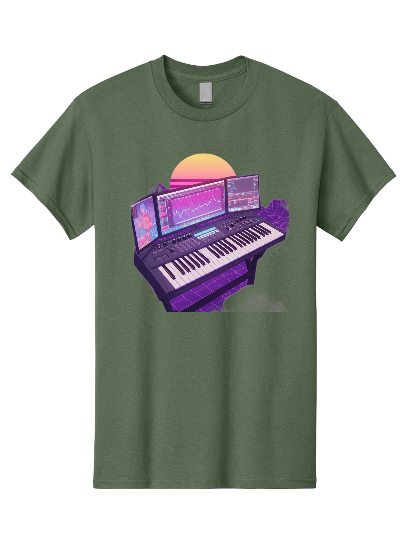Synthesizer Men'S Graphic Tee, 100% Cotton, Comfortable Casual Summer Wear, Machine Washable, Synthesizer Keyboard, Music Production, Digital Audio Workstation, Sound Design, Electronic Music, Midi Controller, Waveform, Music Technology, Bac509