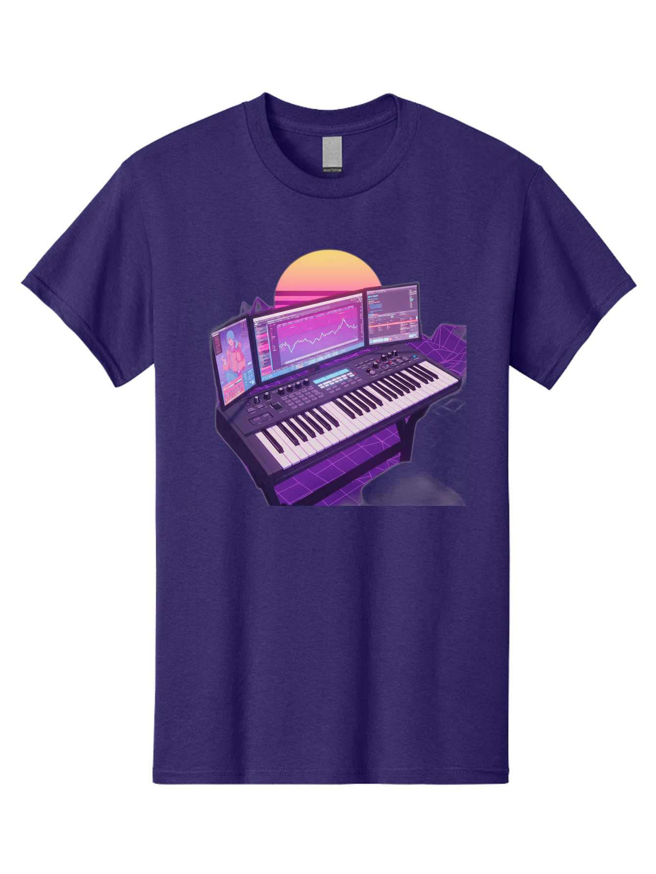 Synthesizer Men'S Graphic Tee, 100% Cotton, Comfortable Casual Summer Wear, Machine Washable, Synthesizer Keyboard, Music Production, Digital Audio Workstation, Sound Design, Electronic Music, Midi Controller, Waveform, Music Technology, Bac509