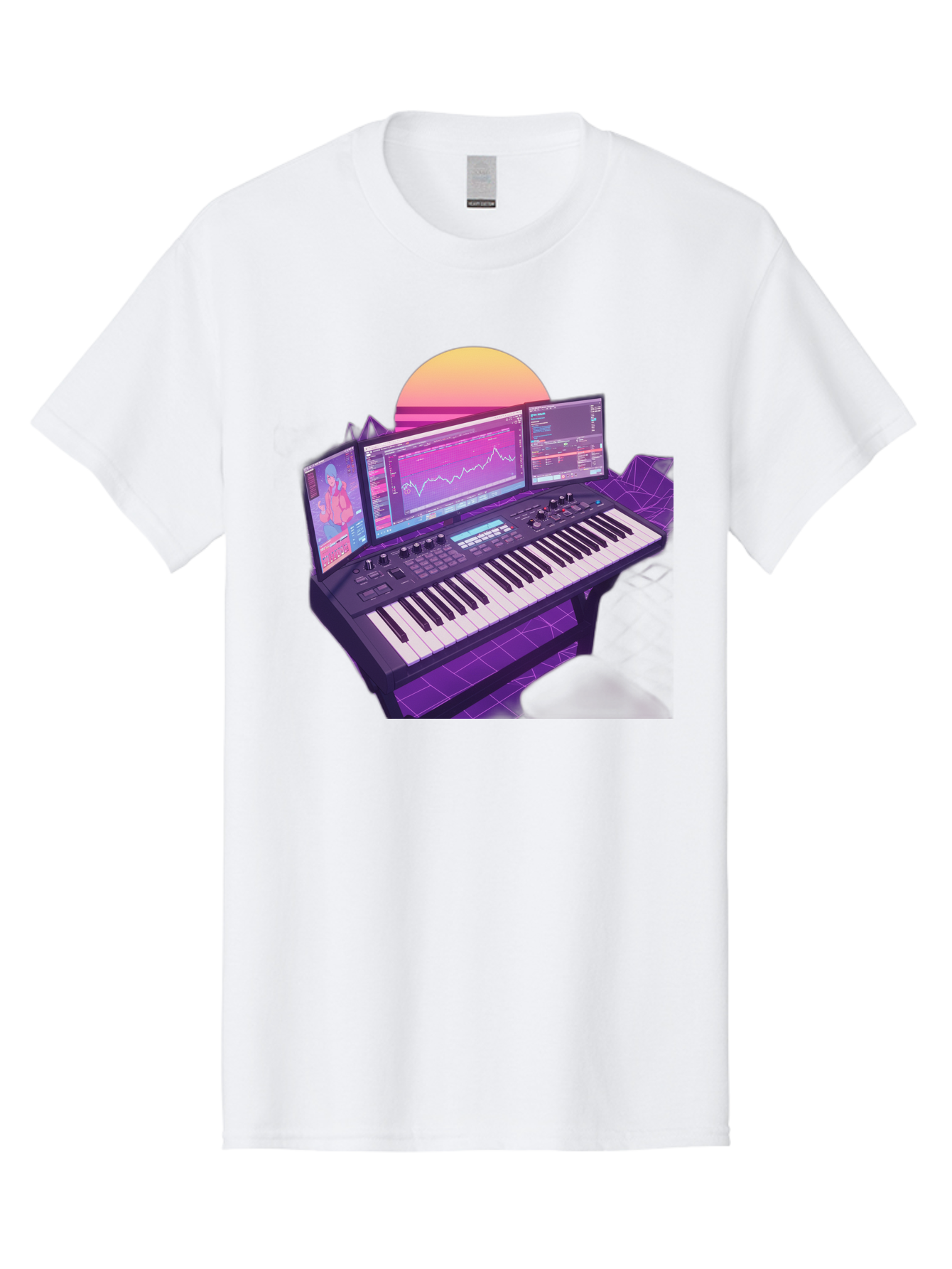 Synthesizer Men'S Graphic Tee, 100% Cotton, Comfortable Casual Summer Wear, Machine Washable, Synthesizer Keyboard, Music Production, Digital Audio Workstation, Sound Design, Electronic Music, Midi Controller, Waveform, Music Technology, Bac509