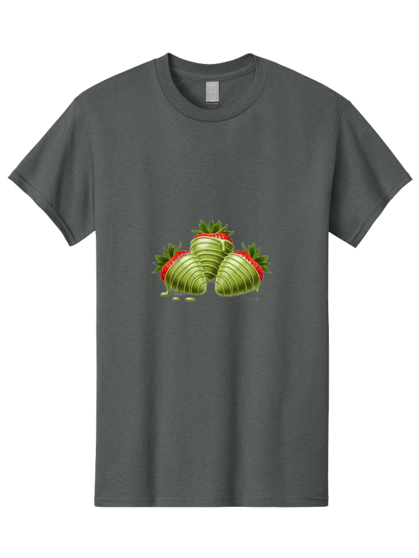 Three-Chocolate-Dipped-Strawberries Men'S Graphic Tee, 100% Cotton, Comfortable Casual Summer Wear, Machine Washable, Chocolate Covered Strawberries, Strawberries Dipped In Chocolate, Dessert, Sweet Treats, Indulgent Snacks, Summer Treats, Bac514