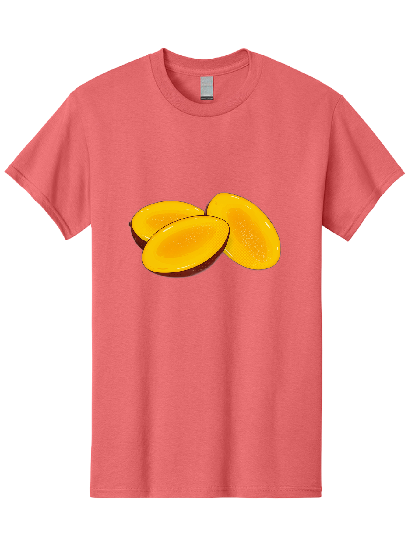 Three-Mango-Slices Men'S Graphic Tee, 100% Cotton, Comfortable Casual Summer Wear, Machine Washable, Mango Slices, Tropical Fruit, Yellow Fruit, Fruit Illustration, Sliced Mango, Healthy Snack, Vibrant Yellow, Fresh Fruit Bac517