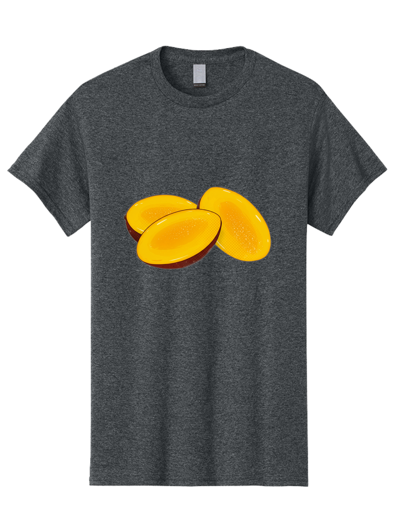 Three-Mango-Slices Men'S Graphic Tee, 100% Cotton, Comfortable Casual Summer Wear, Machine Washable, Mango Slices, Tropical Fruit, Yellow Fruit, Fruit Illustration, Sliced Mango, Healthy Snack, Vibrant Yellow, Fresh Fruit Bac517
