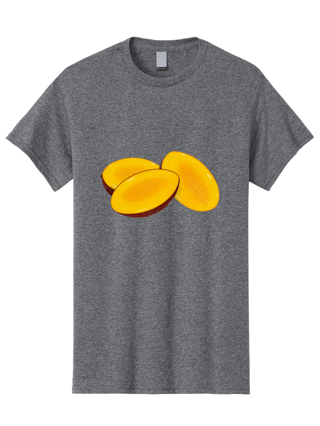 Three-Mango-Slices Men'S Graphic Tee, 100% Cotton, Comfortable Casual Summer Wear, Machine Washable, Mango Slices, Tropical Fruit, Yellow Fruit, Fruit Illustration, Sliced Mango, Healthy Snack, Vibrant Yellow, Fresh Fruit Bac517