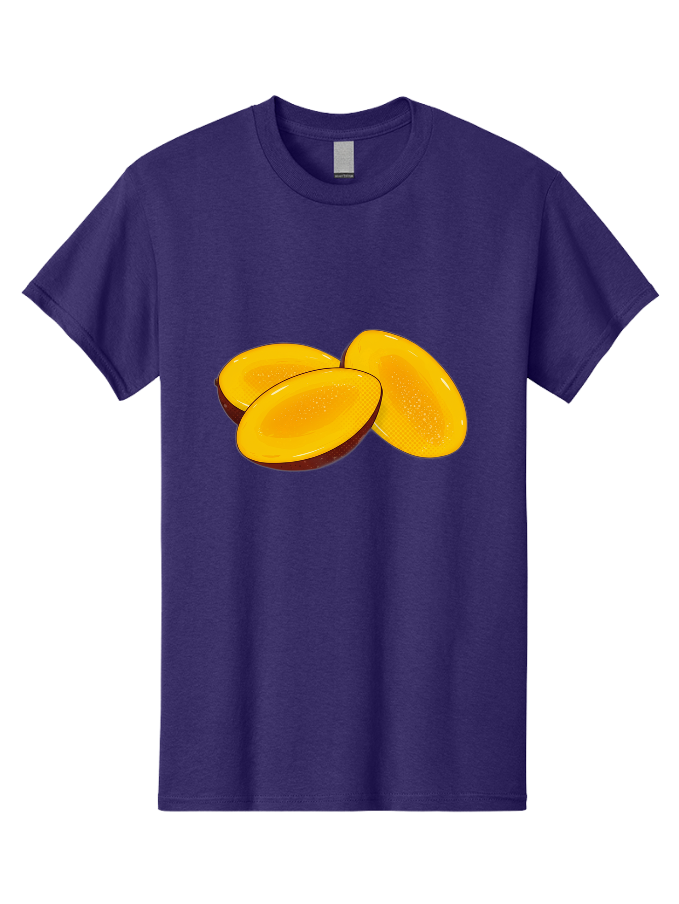 Three-Mango-Slices Men'S Graphic Tee, 100% Cotton, Comfortable Casual Summer Wear, Machine Washable, Mango Slices, Tropical Fruit, Yellow Fruit, Fruit Illustration, Sliced Mango, Healthy Snack, Vibrant Yellow, Fresh Fruit Bac517