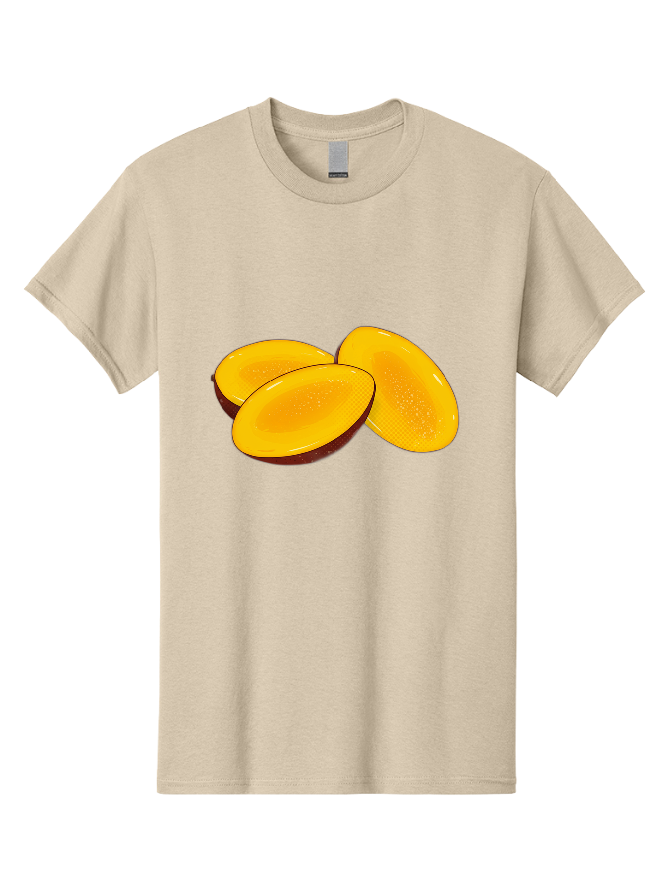 Three-Mango-Slices Men'S Graphic Tee, 100% Cotton, Comfortable Casual Summer Wear, Machine Washable, Mango Slices, Tropical Fruit, Yellow Fruit, Fruit Illustration, Sliced Mango, Healthy Snack, Vibrant Yellow, Fresh Fruit Bac517