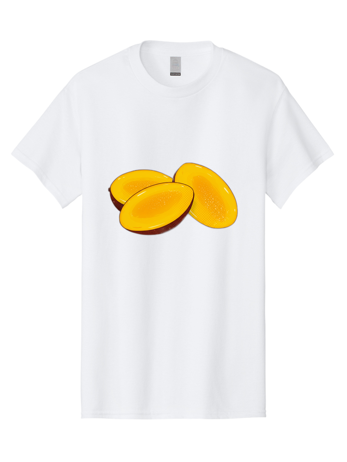 Three-Mango-Slices Men'S Graphic Tee, 100% Cotton, Comfortable Casual Summer Wear, Machine Washable, Mango Slices, Tropical Fruit, Yellow Fruit, Fruit Illustration, Sliced Mango, Healthy Snack, Vibrant Yellow, Fresh Fruit Bac517