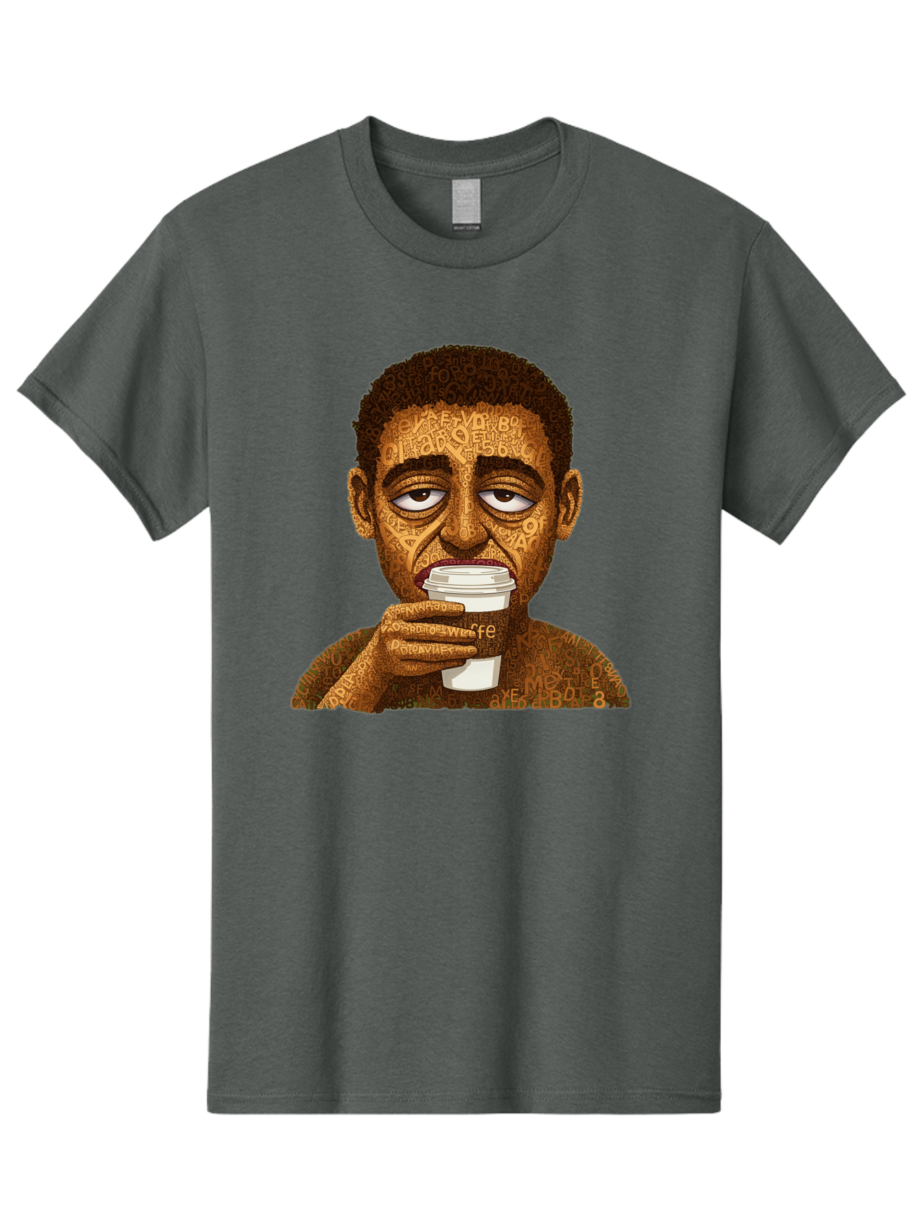 Tyler-The-Creator Men'S Graphic Tee, 100% Cotton, Comfortable Casual Summer Wear, Machine Washable, Tame Impala Lead Singer, Kevin Parker, Drinking Coffee, Psychedelic Art, Typography, Abstract Portrait, Indie Rock, Music Icon, Bac529
