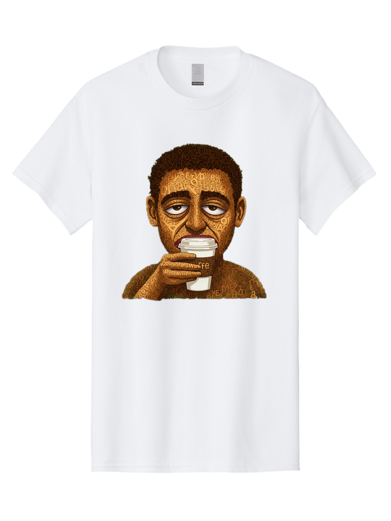 Tyler-The-Creator Men'S Graphic Tee, 100% Cotton, Comfortable Casual Summer Wear, Machine Washable, Tame Impala Lead Singer, Kevin Parker, Drinking Coffee, Psychedelic Art, Typography, Abstract Portrait, Indie Rock, Music Icon, Bac529