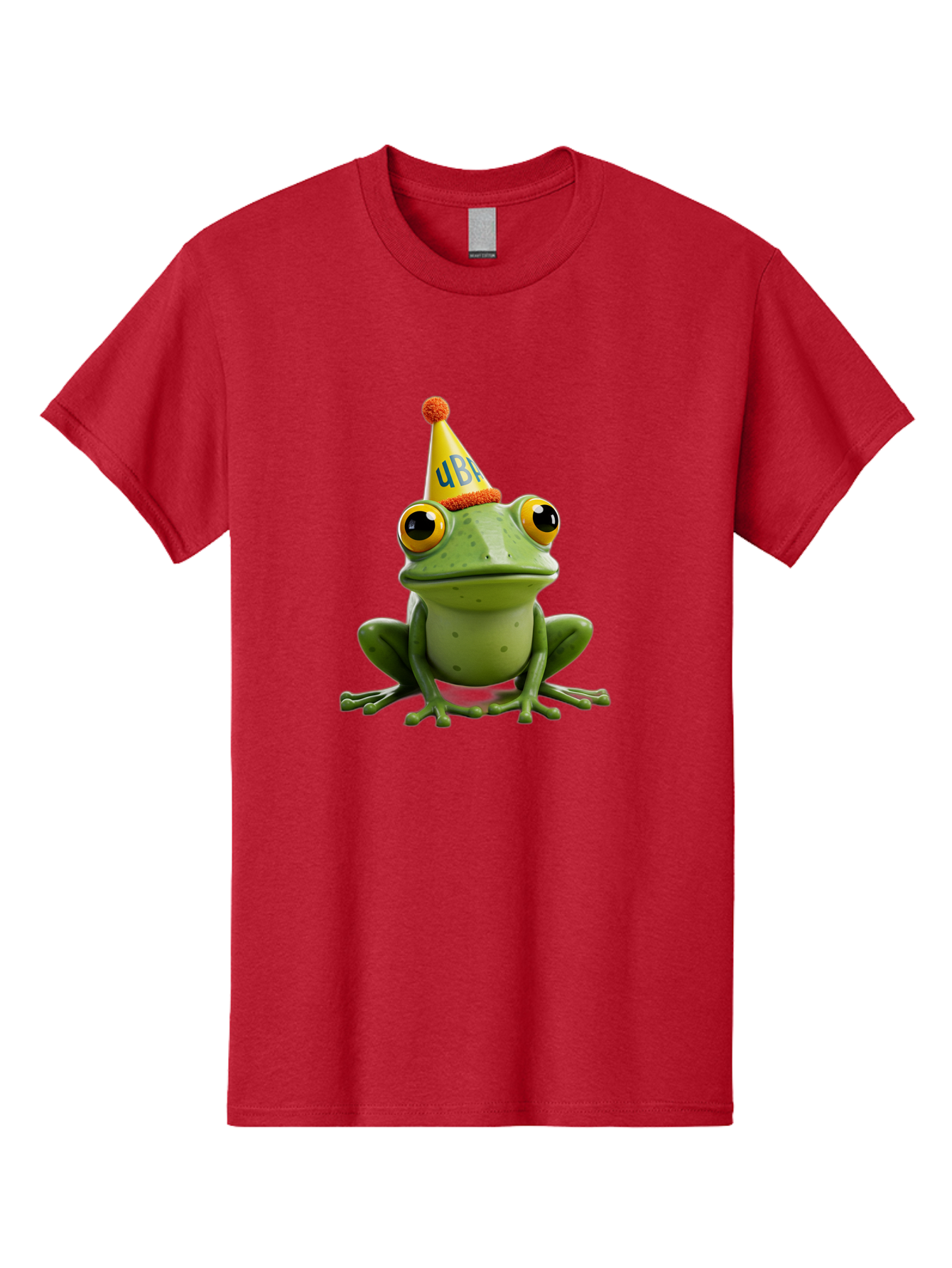 Ube-Frog Men'S Graphic Tee, 100% Cotton, Comfortable Casual Summer Wear, Machine Washable, Cartoon Frog, Party Hat, Funny Animal, Quirky Character, Amusement, Comical Illustration, Festive Vibe, Humor, Meme Inspiration, Entertaining Graphic Bac530