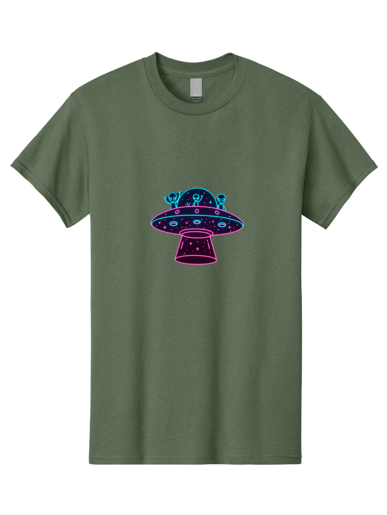 Ufo-Alien-Spaceship Men'S Graphic Tee, 100% Cotton, Comfortable Casual Summer Wear, Machine Washable, Alien Spaceship, Extraterrestrial Life, Futuristic Design, Neon Lights, Cosmic Travel, Stars, Universe Exploration, Mystic Ambiance, Bac531