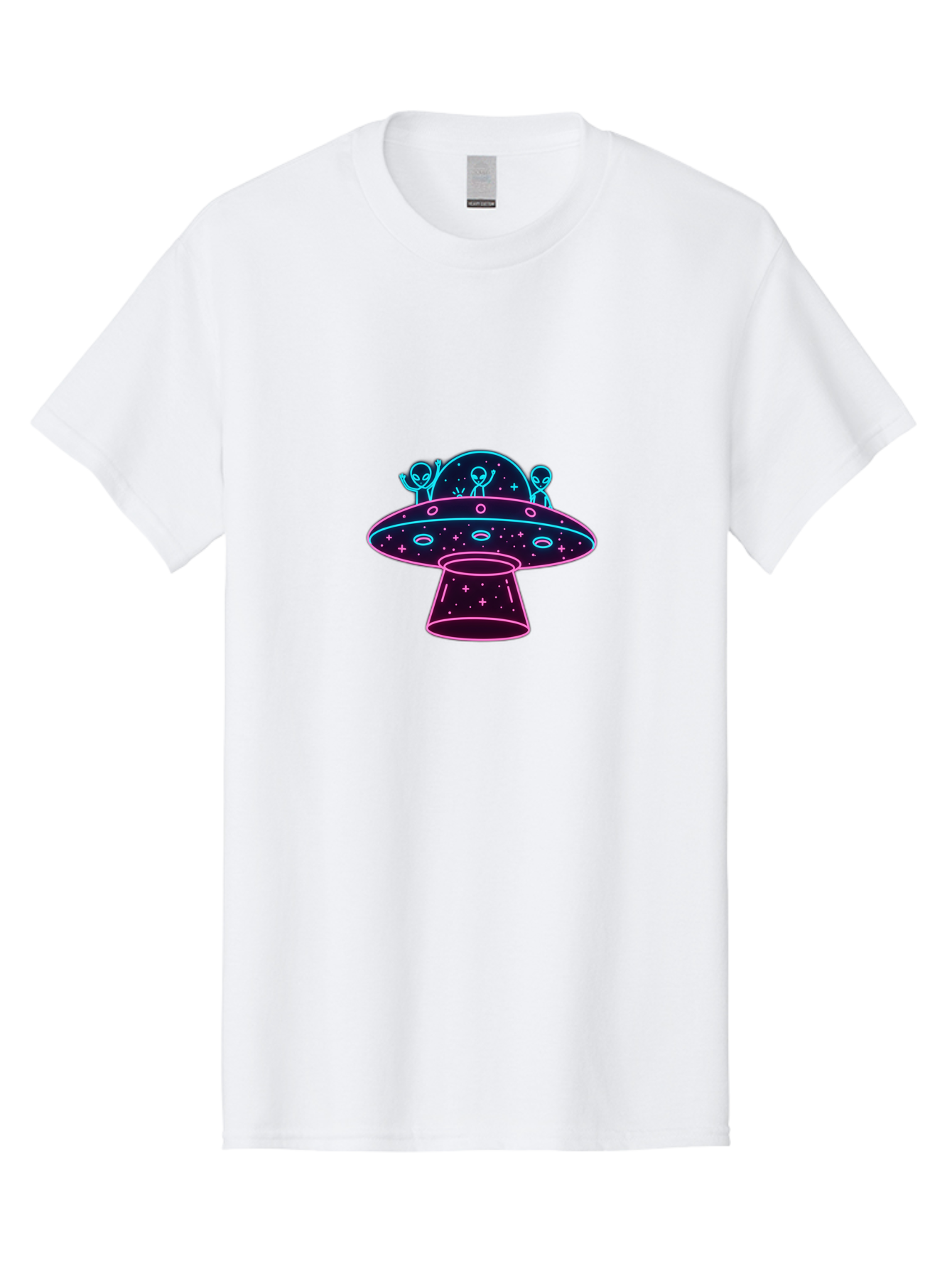 Ufo-Alien-Spaceship Men'S Graphic Tee, 100% Cotton, Comfortable Casual Summer Wear, Machine Washable, Alien Spaceship, Extraterrestrial Life, Futuristic Design, Neon Lights, Cosmic Travel, Stars, Universe Exploration, Mystic Ambiance, Bac531